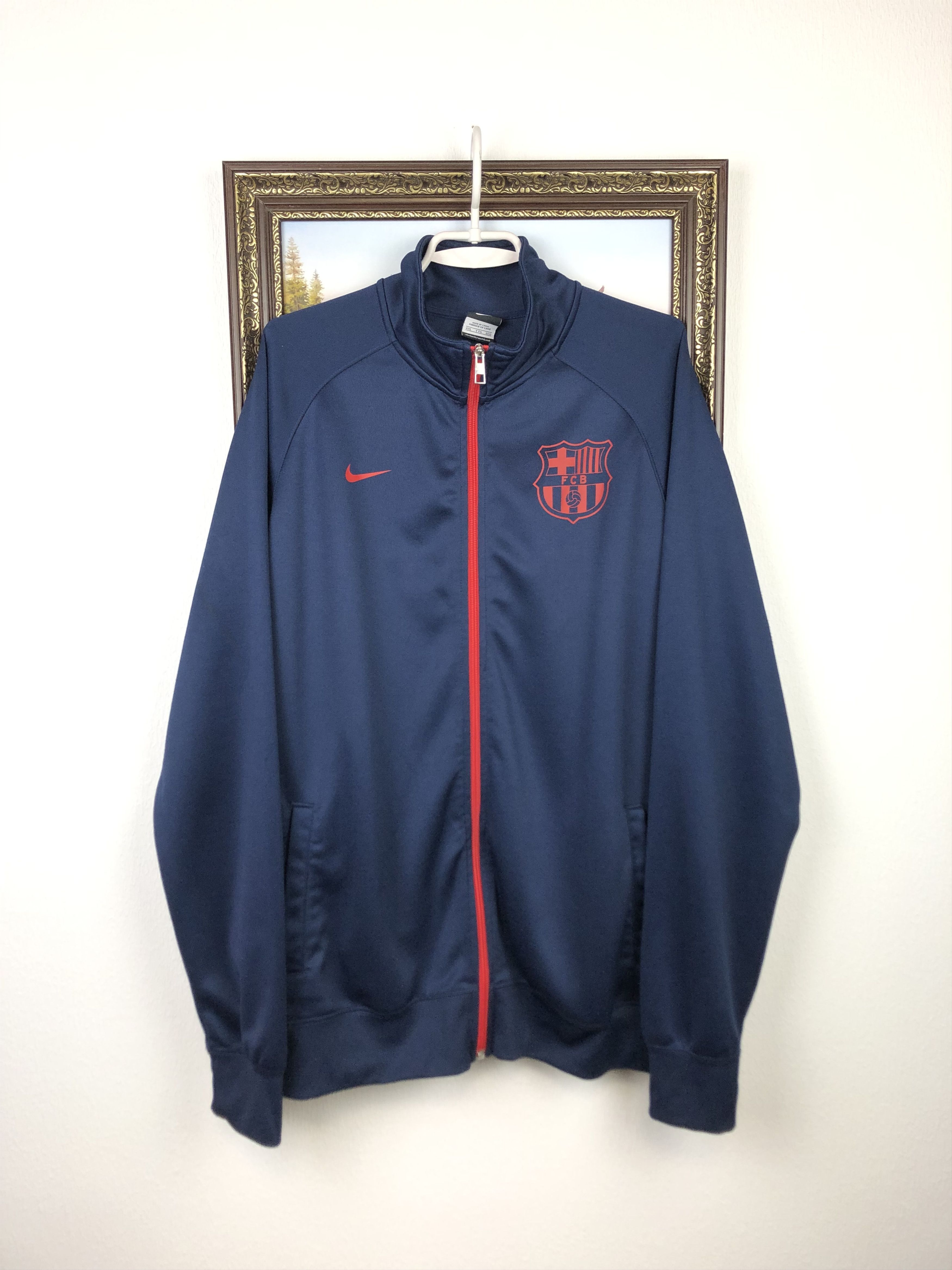 FC Barcelona Nike Football Jacket Soccer Track Top Mens Blue