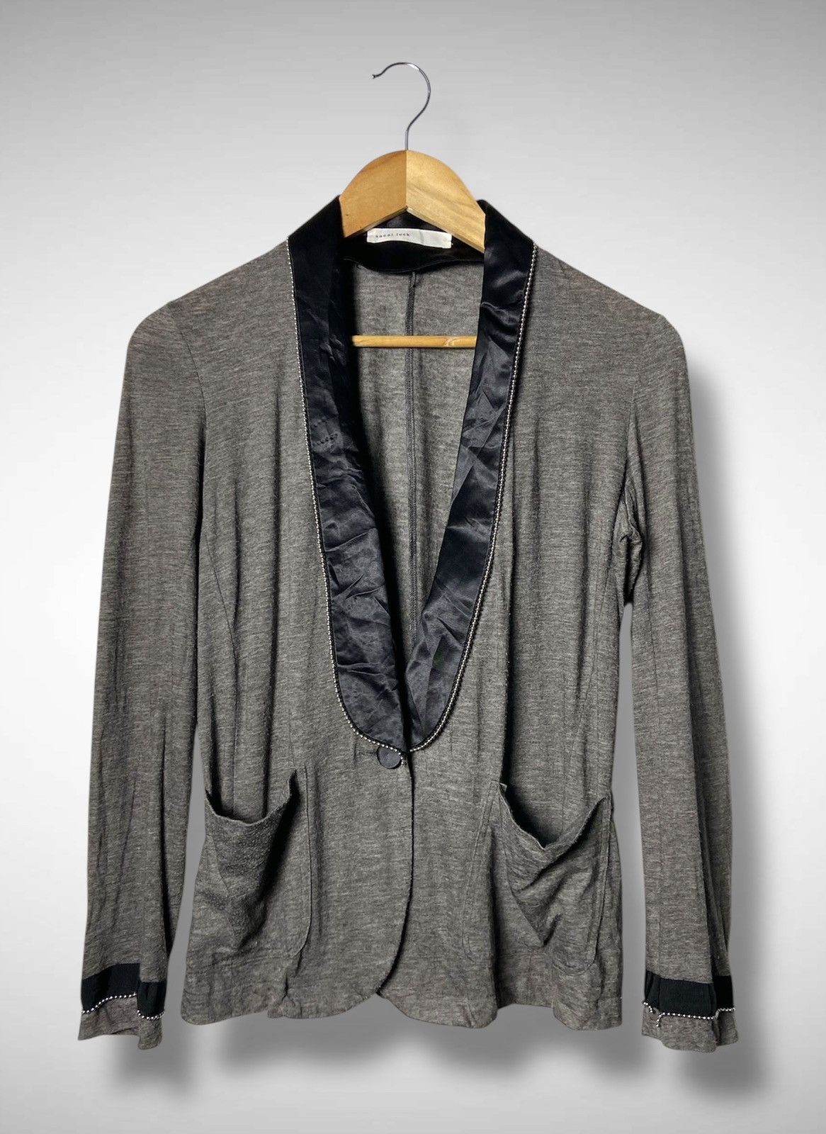 Sacai Sacai Luck Grey Linen-Blend Tuxedo Cardigan Blazer Size M / US 6-8 / IT 42-44 - 1 Thumbnail