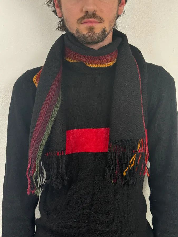 Balenciaga 2000s Balenciaga Paris Black Wool Multicolor Scarf Size ONE SIZE - 2 Thumbnail