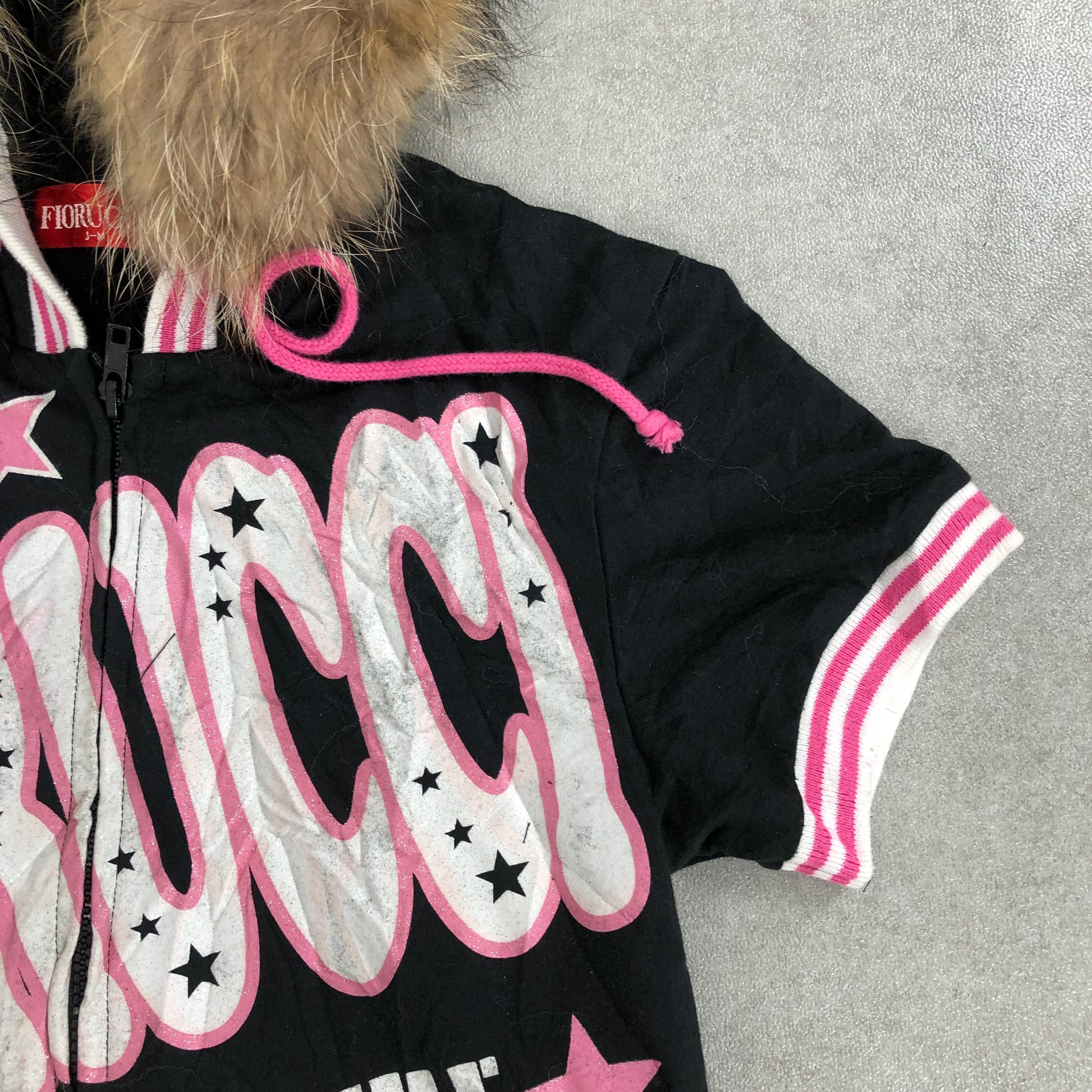 Japanese Brand 2000s Fiorucci Lgb Gothic Poem Fur Short Sleeve Zip Hoodie Size US S / EU 44-46 / 1 - 7 Thumbnail