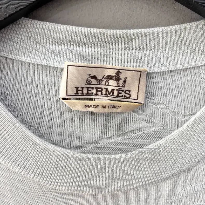 Hermes Hermes Men's Long Sleeve Round Neck Knit Sweater, Gray Size US XL / EU 56 / 4 - 3 Thumbnail