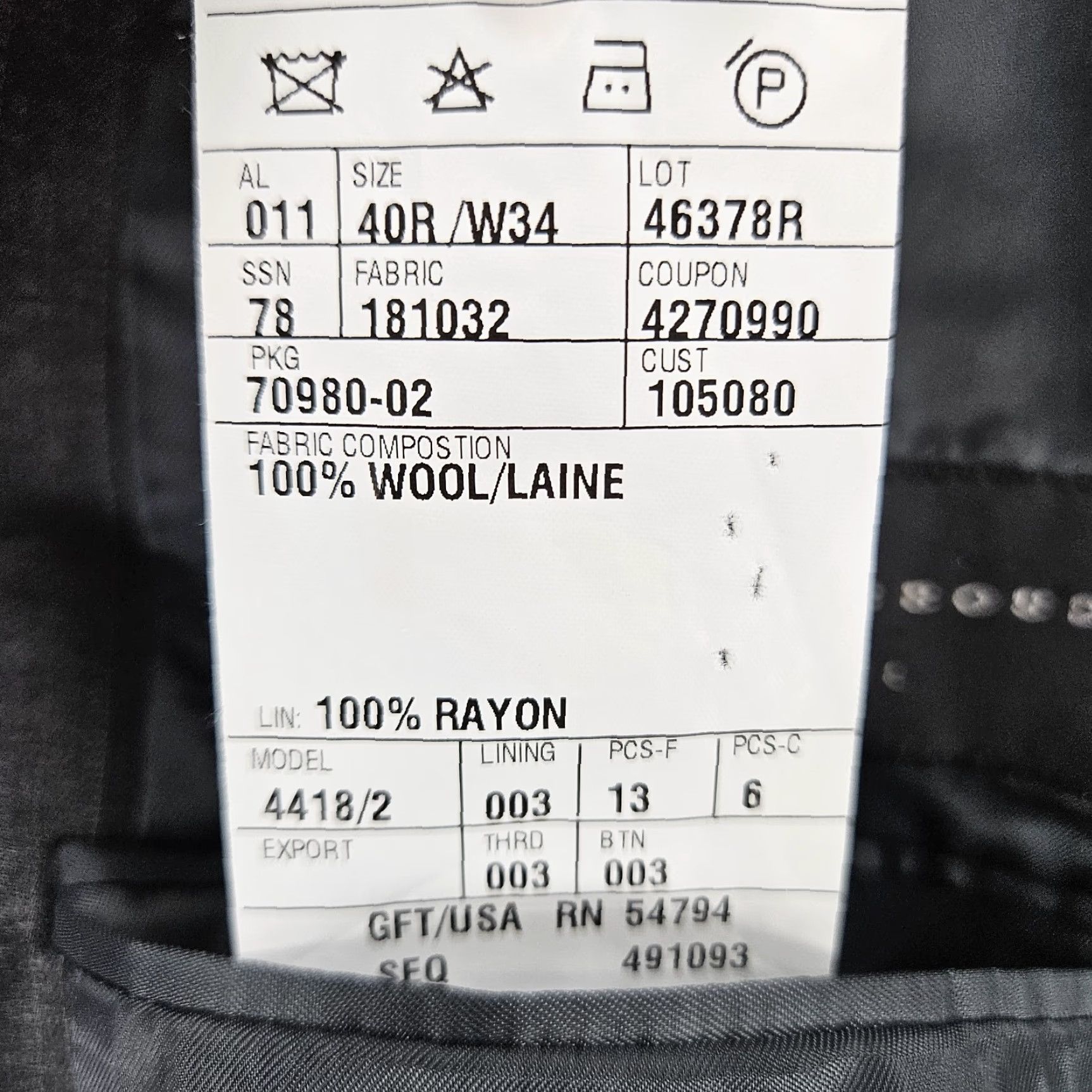Joseph Abboud Joseph Abboud Black Label Grey 100% Wool 2 Button Blazer USA 40R Size 40R - 4 Thumbnail