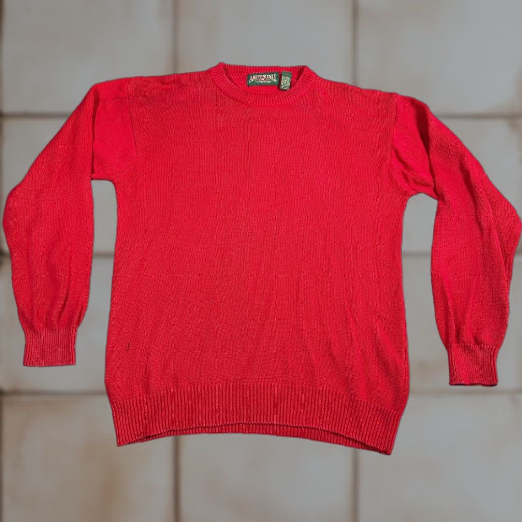 American Eagle Outfitters VINTAGE American Eagle Outfitters Shirt Mens Medium Red Cotton Blend Knit 90s Pullover Crew Neck Long Sleeve Size US M / EU 48-50 / 2 - 1 Thumbnail