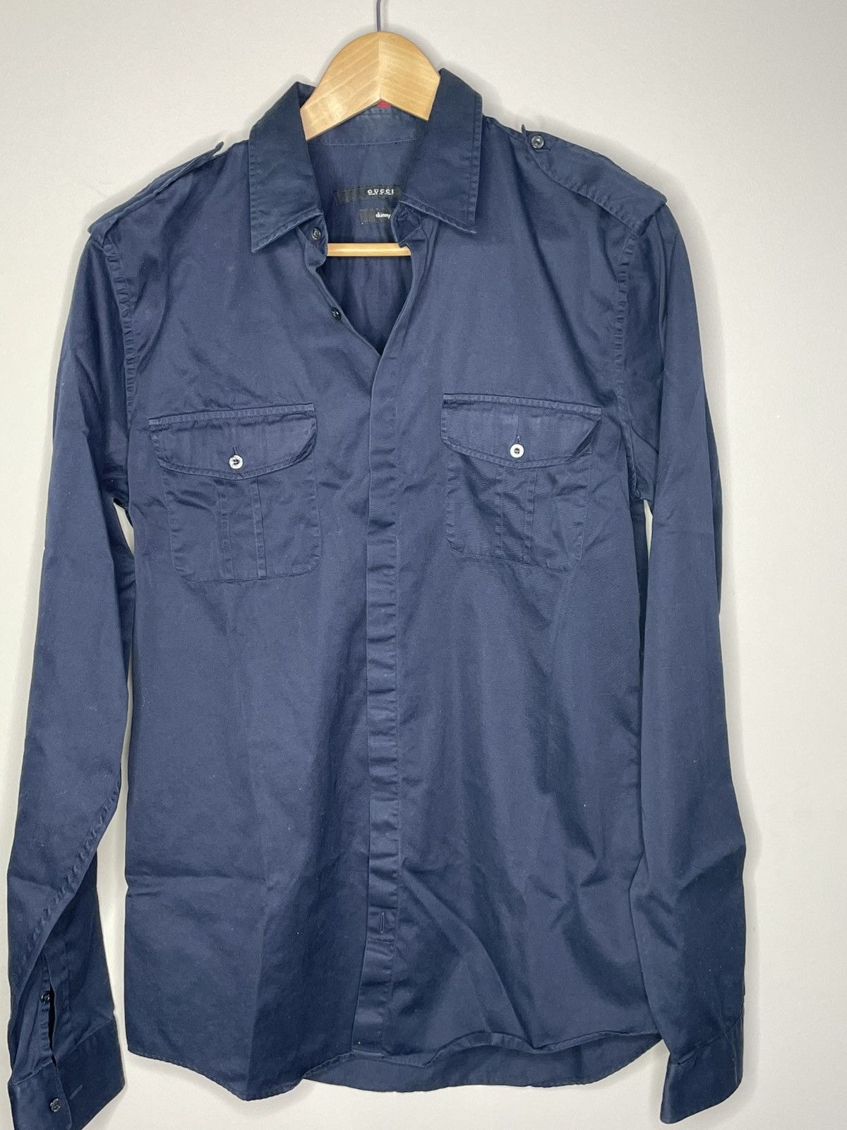 Gucci Gucci navy shirt- size 39/15-1/2 Size US M / EU 48-50 / 2 - 1 Thumbnail