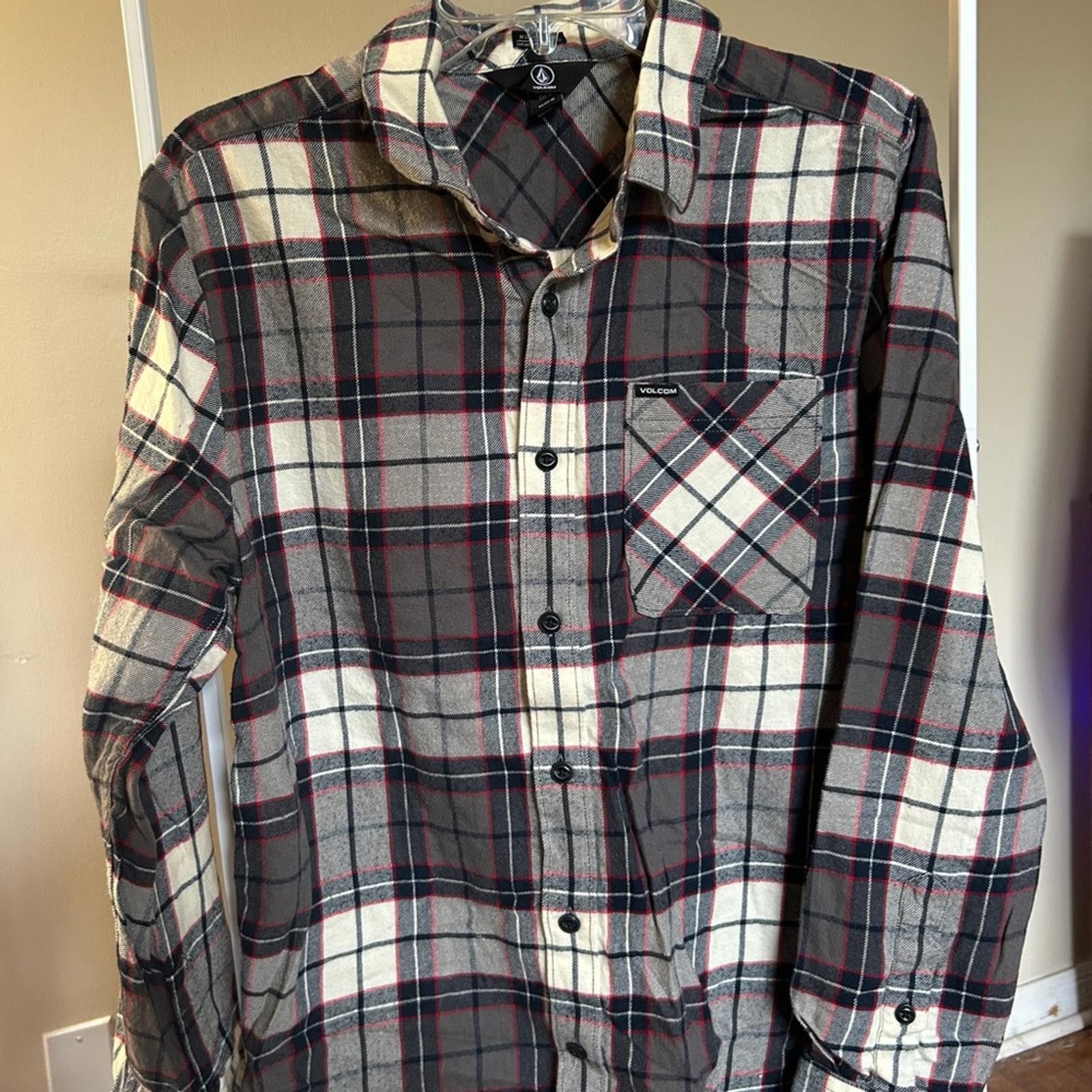Volcom Volcom Black, Gray & Red-Trim Plaid Lightweight Shirt Jacket Size US M / EU 48-50 / 2 - 2 Thumbnail