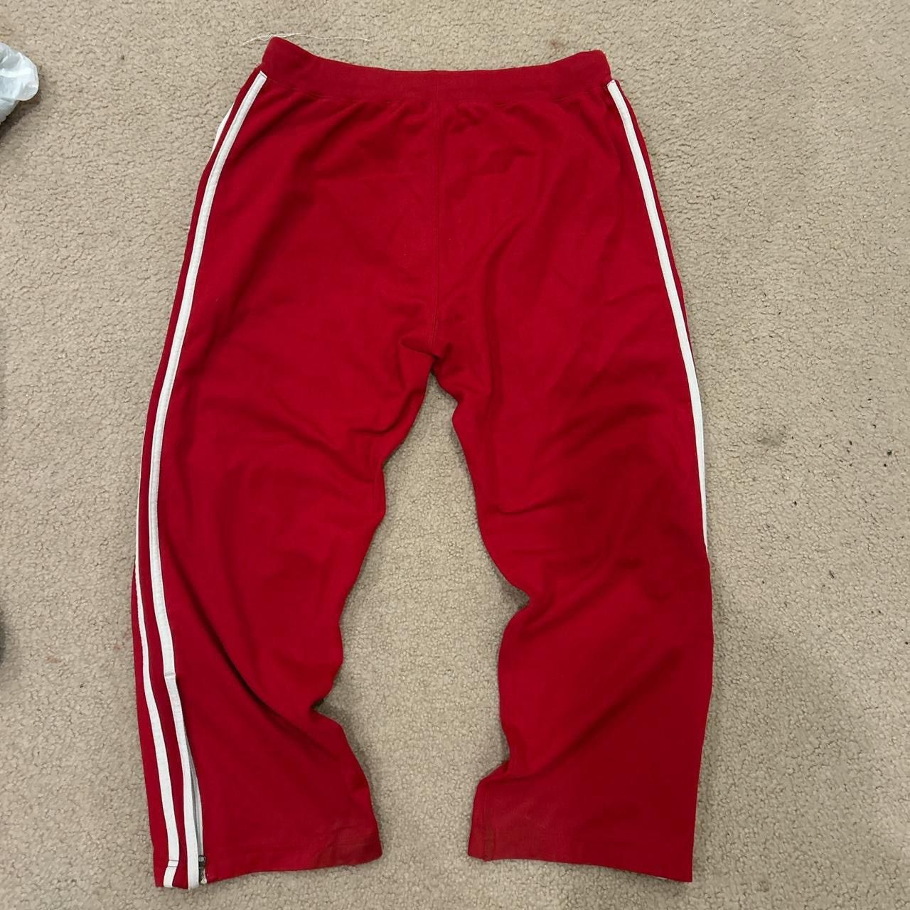 Vintage Baggy Red & White Trackpants - 10in Leg Opening Size US 34 / EU 50 - 3 Thumbnail