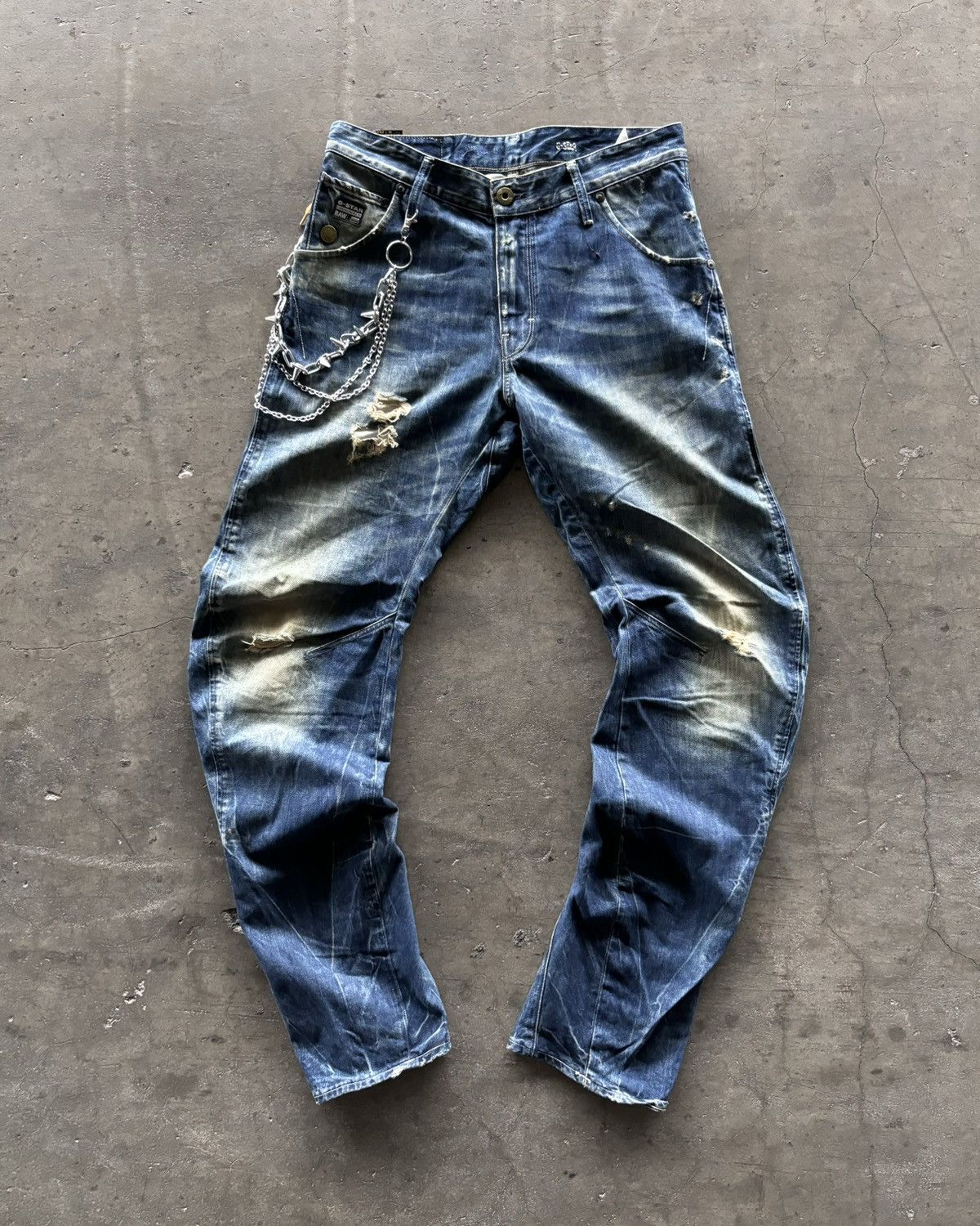 G-Star Gstar Raw Denim J Cut Mud Wash Distressed Denim Pants Size US 30 / EU 46 - 2 Thumbnail