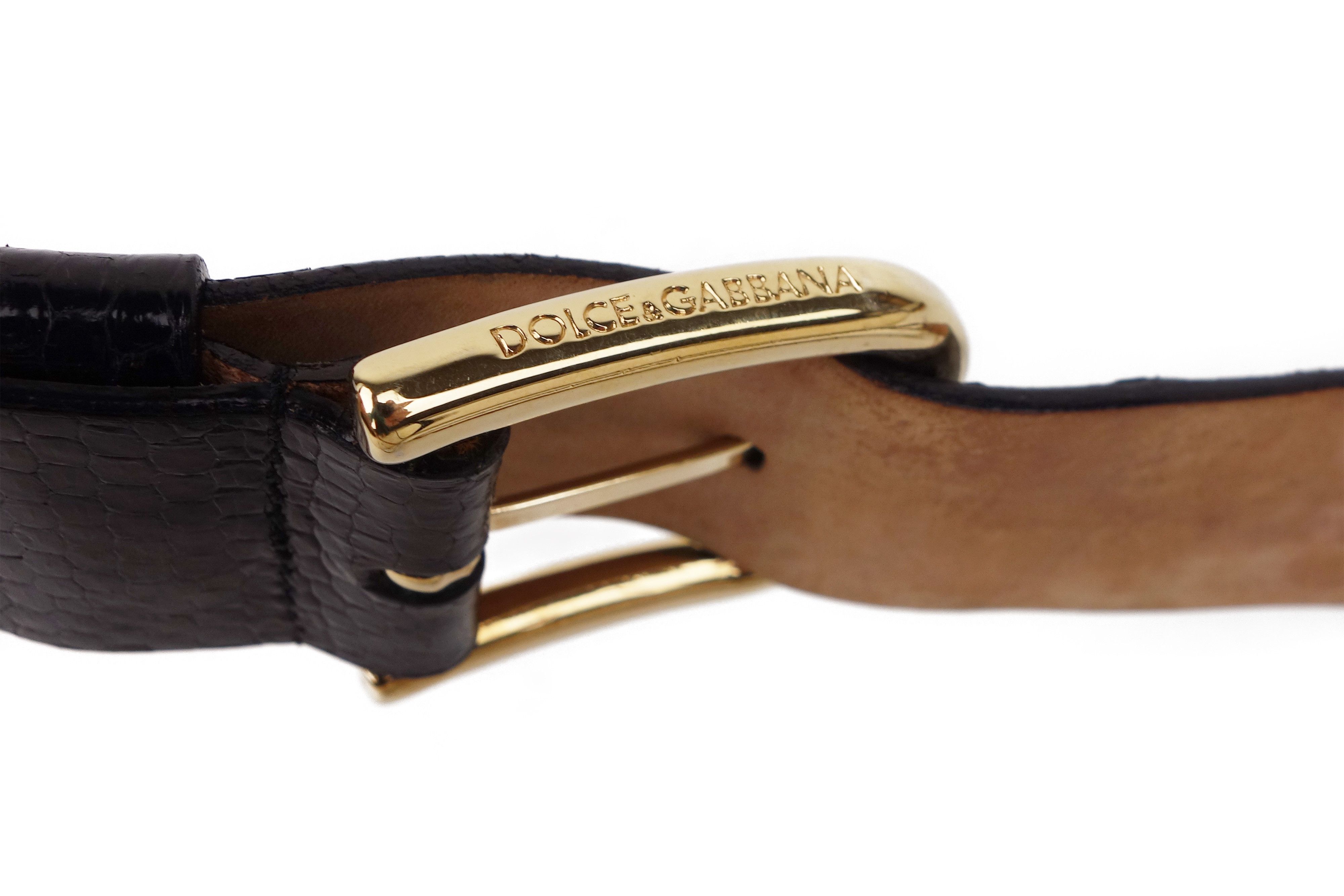 Dolce & Gabbana Dolce and Gabbana Buckle Logo Chain Exotic Leather Belt Size ONE SIZE - 7 Thumbnail
