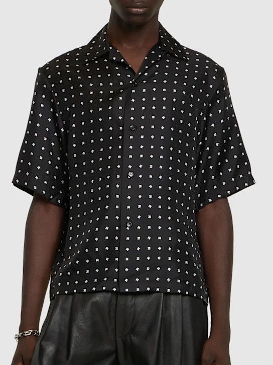 Amiri o1lsvrm0425 MA Silk Twill Short Sleeve Shirt in Black Size US M / EU 48-50 / 2 - 3 Thumbnail