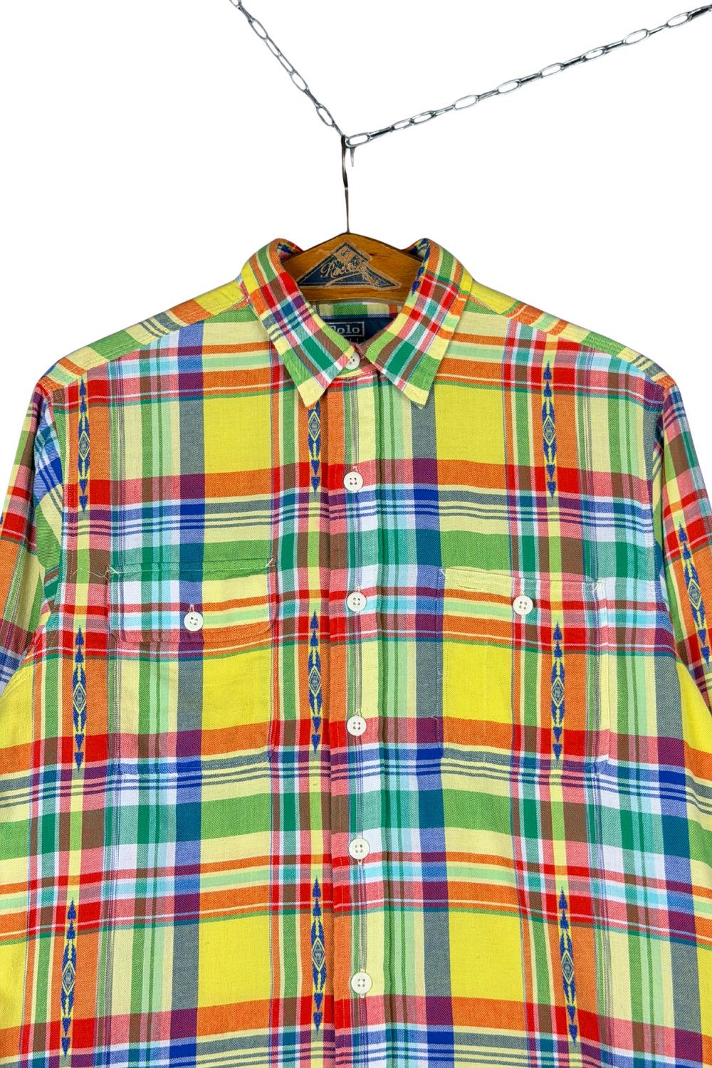 Polo Ralph Lauren SS01 PRL Multicolor Madras Plaid Shirt with Woven Motifs Size US M / EU 48-50 / 2 - 3 Thumbnail
