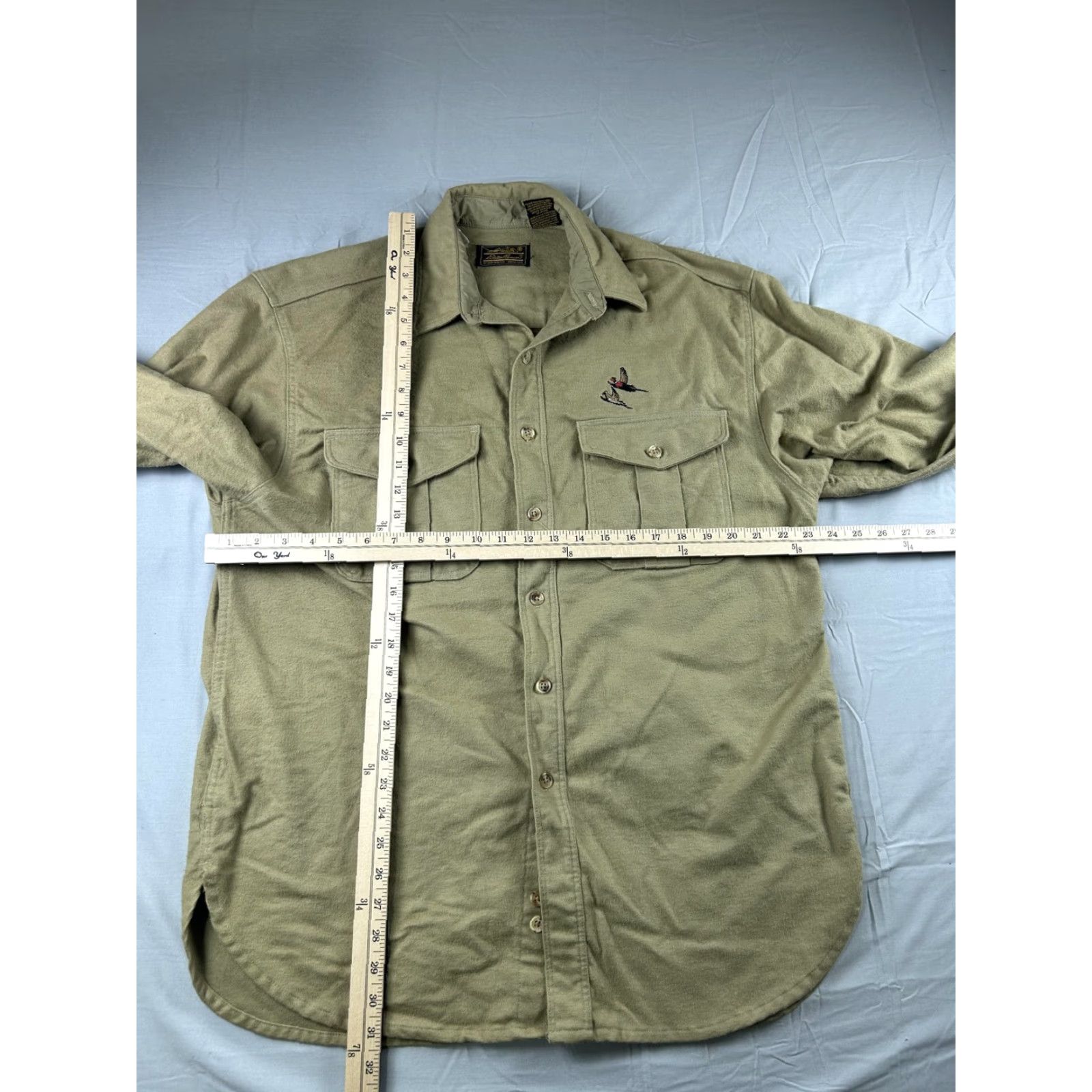 Eddie Bauer VINTAGE Eddie Bauer Shirt Mens Large Beige Flannel Made USA 90S Hunting Bird Embroidered Pockets Button-Up Outdoor Size US L / EU 52-54 / 3 - 6 Thumbnail