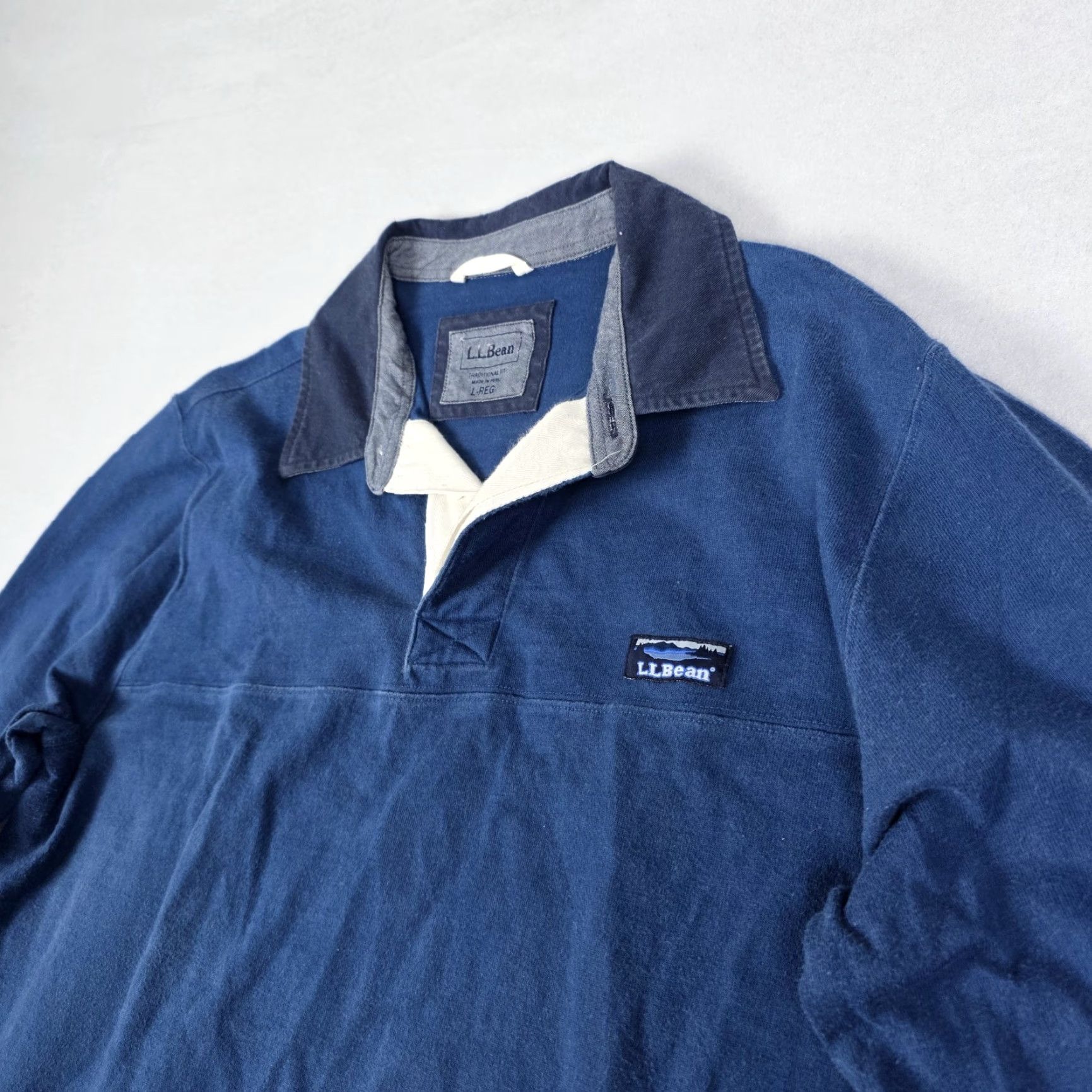 Vintage LL Bean Rugby Polo Shirt Mens Large Blue Long Sleeve Cotton Preppy Ivy Causal Size US L / EU 52-54 / 3 - 6 Thumbnail