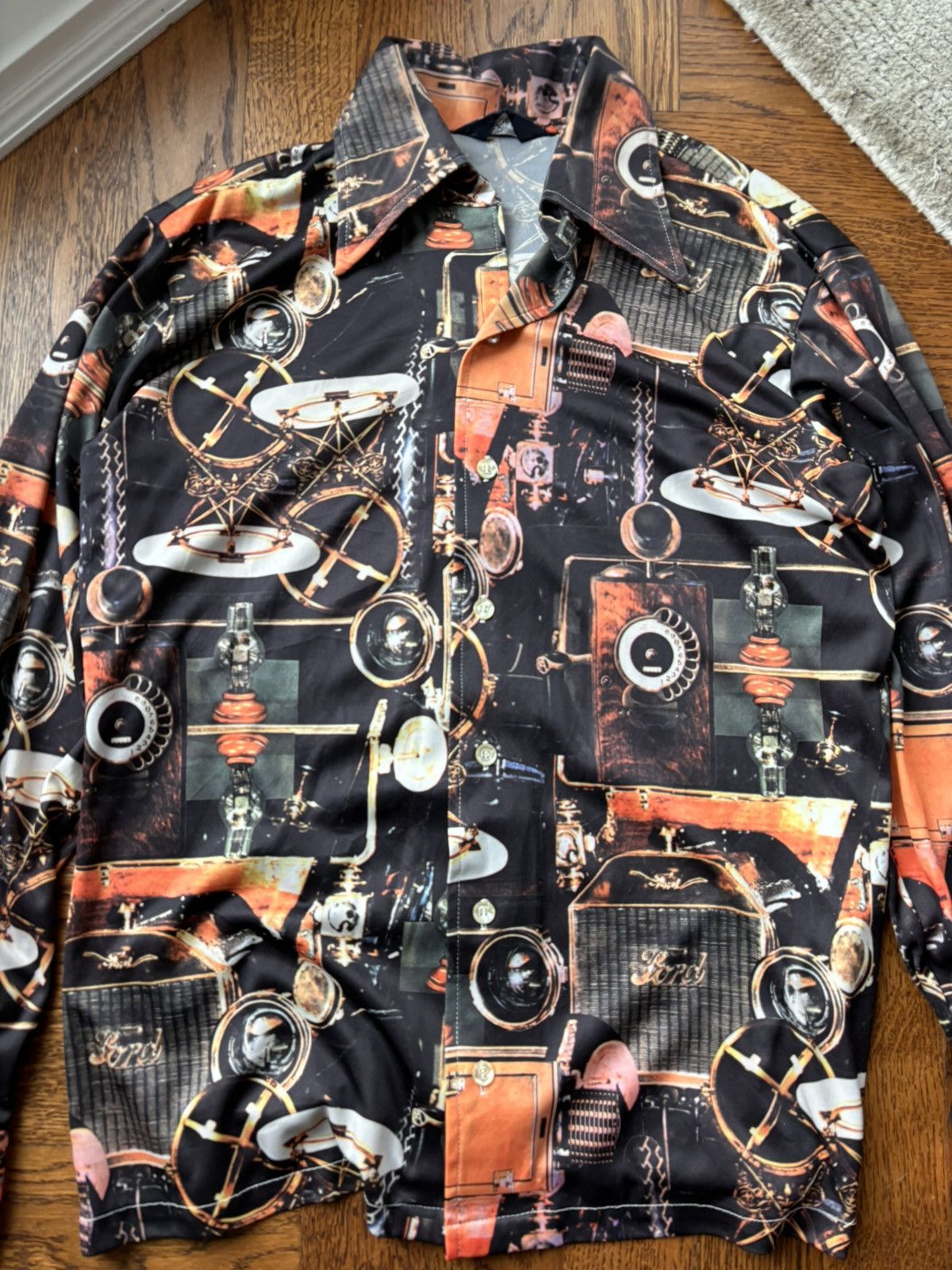Japanese Brand × Other × Vintage 1970s Vintage Polyester Disco Printed Shirt 70s Wild Weird Size US M / EU 48-50 / 2 - 2 Thumbnail