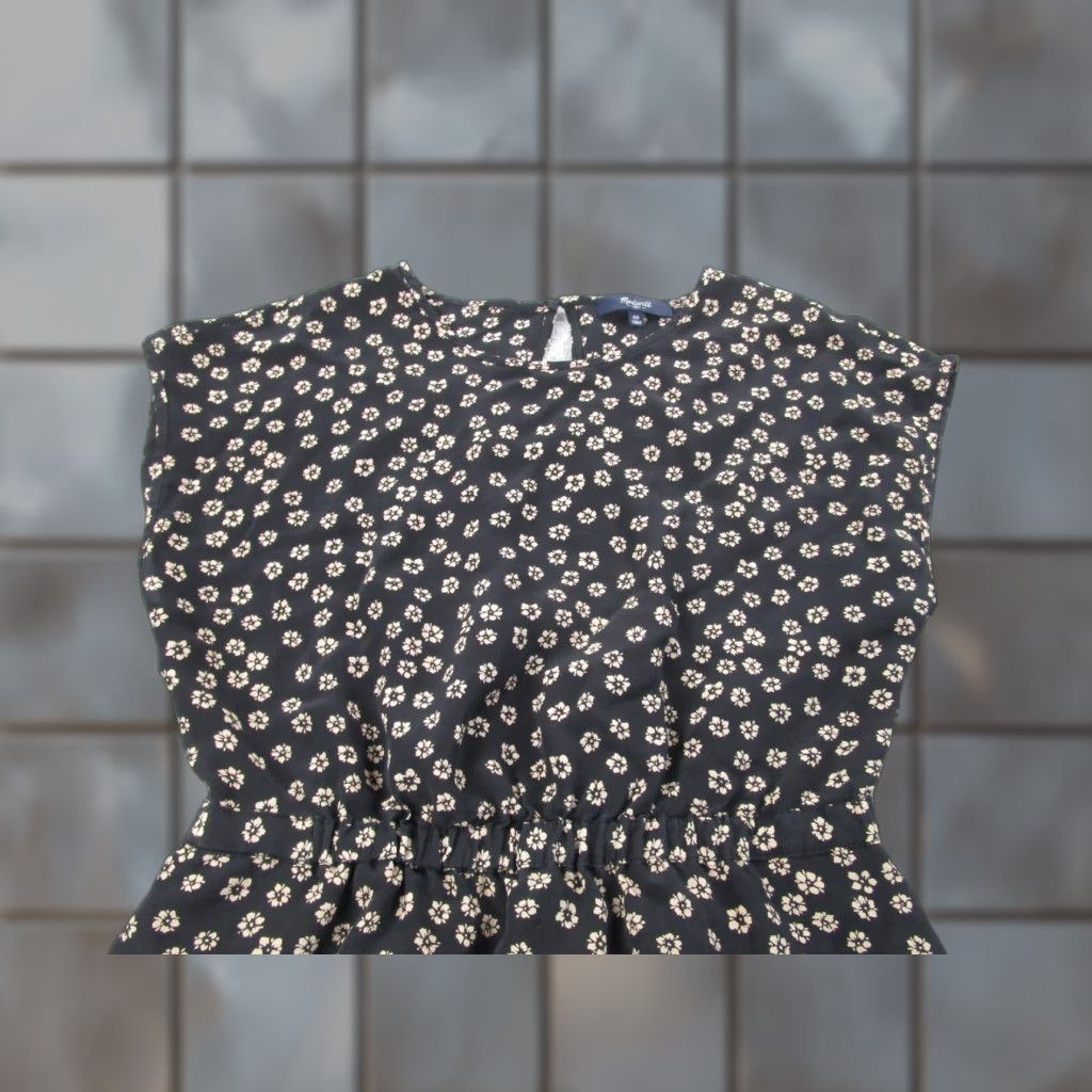 Madewell Madewell Silk Dress Womens 00 Black Floral Elastic Waist Prairie Western Boho Dress Size XXS / US 00 / IT 34 - 1 Thumbnail