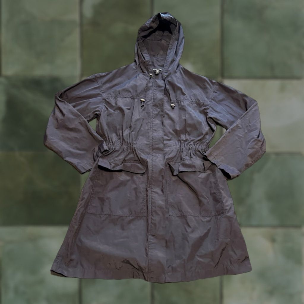 EILEEN FISHER Women's Organic Cotton Hooded Anorak Rain Jacket Size Small Blue Activewear