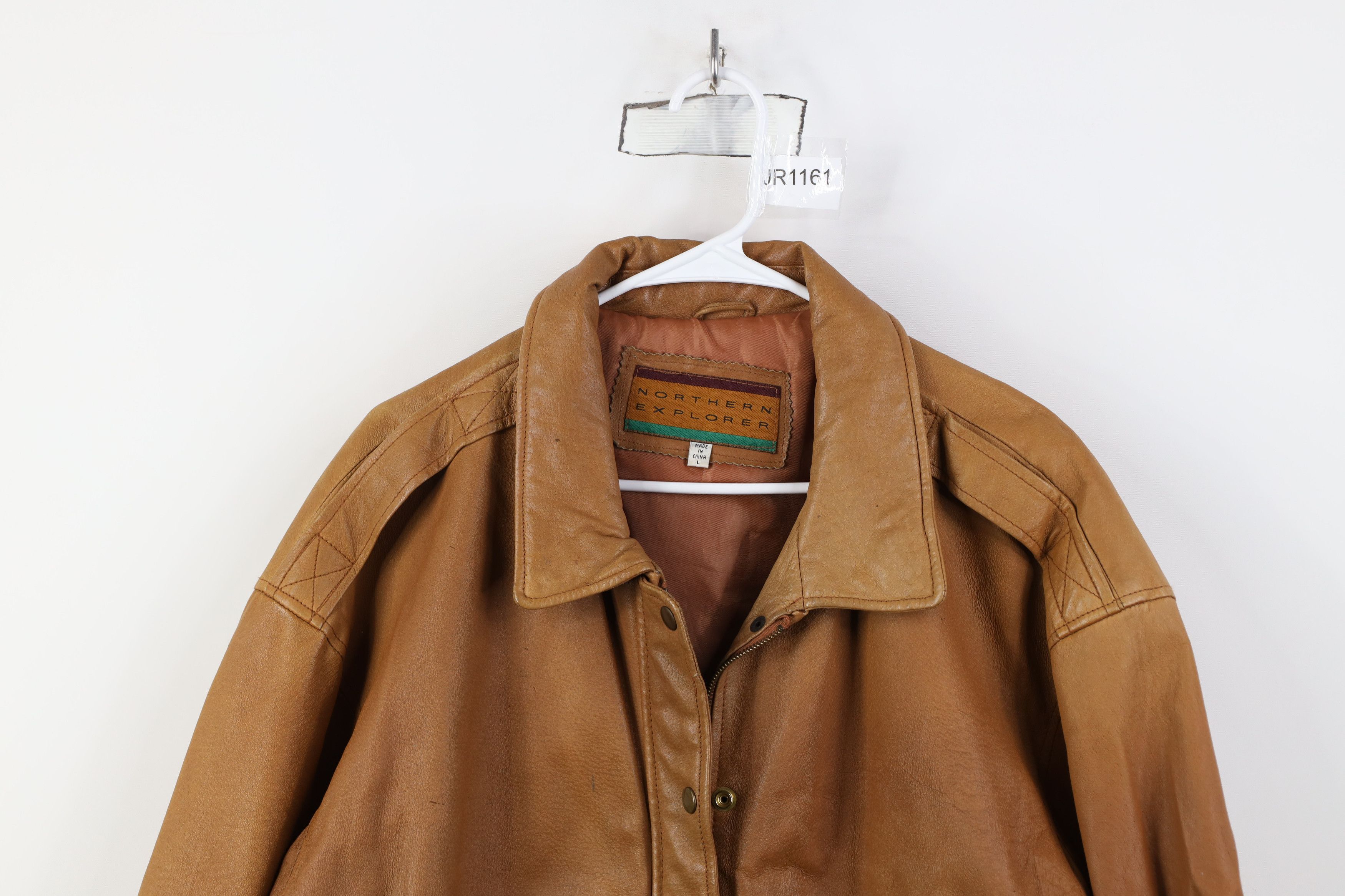 Vintage Vintage 90s Streetwear Full Zip Leather Flight Bomber Jacket Size L / US 10 / IT 46 - 2 Thumbnail
