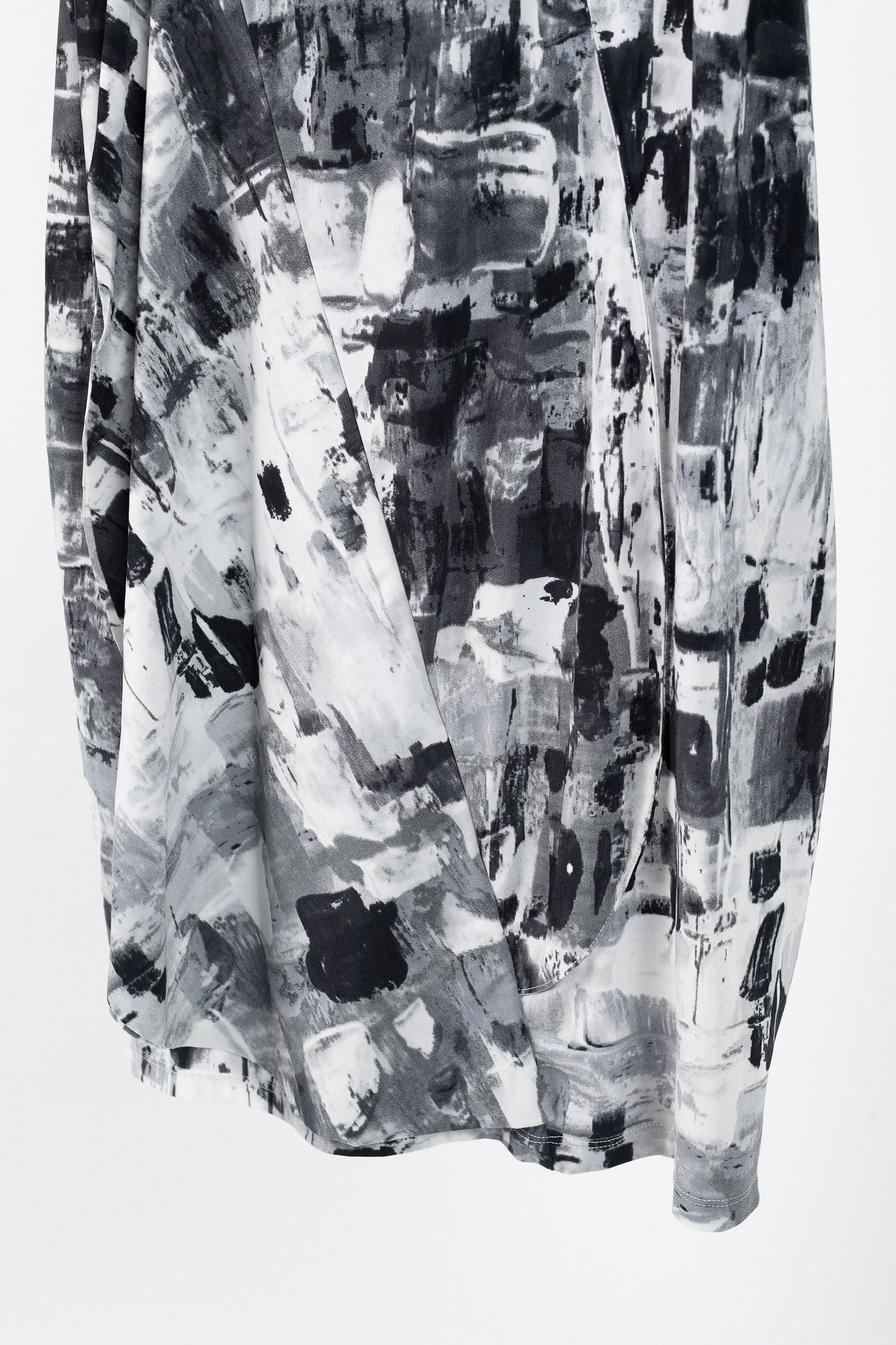 Sarah Pacini Sarah Pacini Grey Abstract-Print Draped Jersey Dress Size S / US 4 / IT 40 - 5 Thumbnail