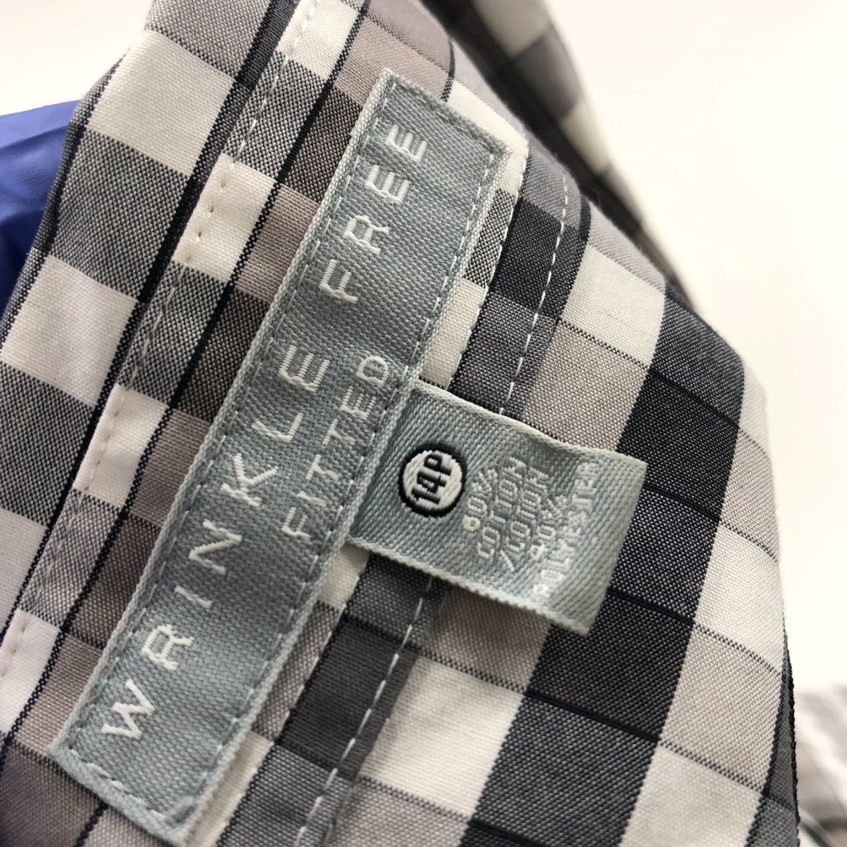 Vintage Foxcroft Shirt Gray Plaid Long Sleeve V-Neck Fitted Wrinkle Free 14P Button-Up Womens Petite Casual" Size XL / US 12-14 / IT 48-50 - 7 Thumbnail