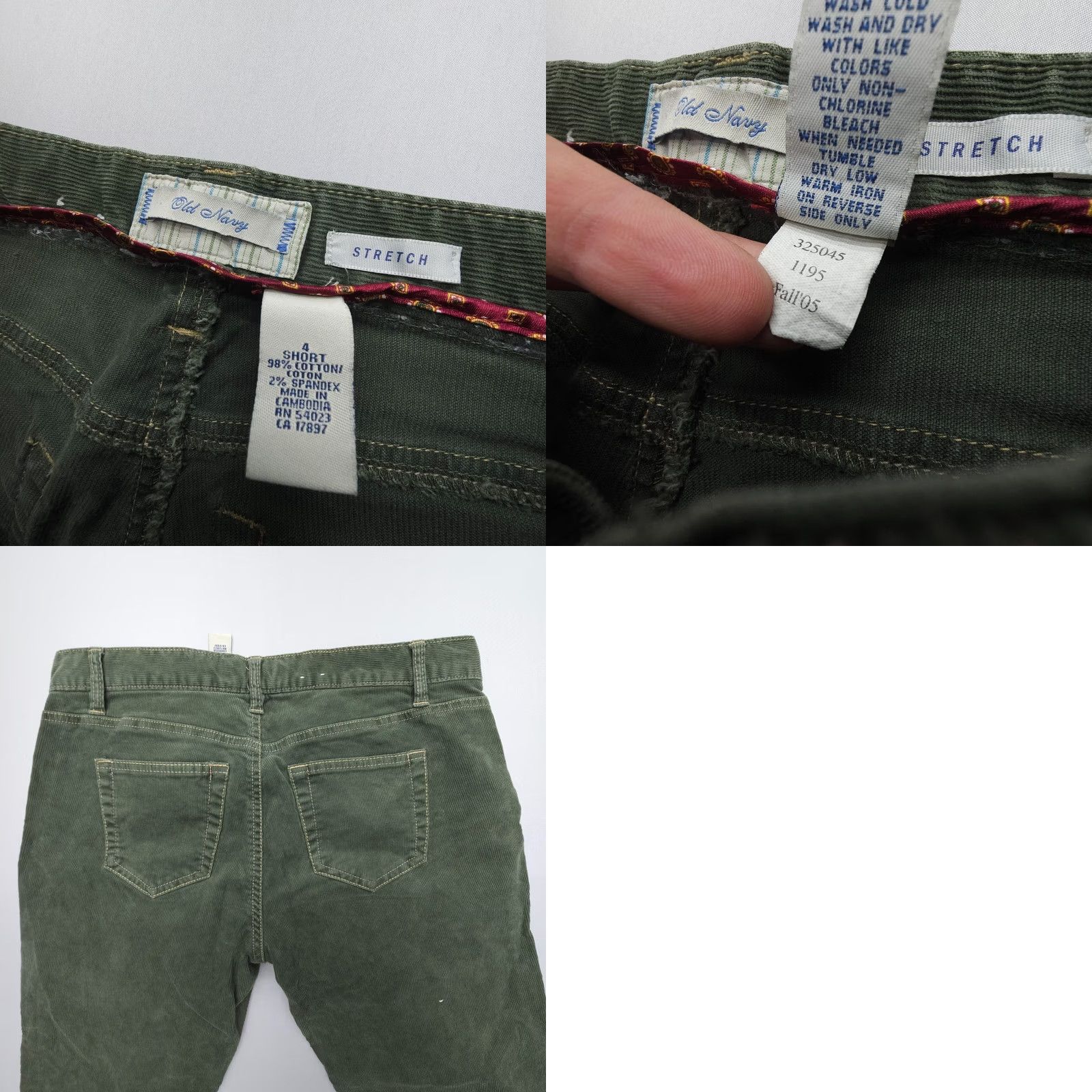 Old Navy VINTAGE Old Navy Low Rise Bootcut Corduroy Pants Womens 4 Short Green Y2K 2005 Size 27" / US 4 / IT 40 - 8 Thumbnail