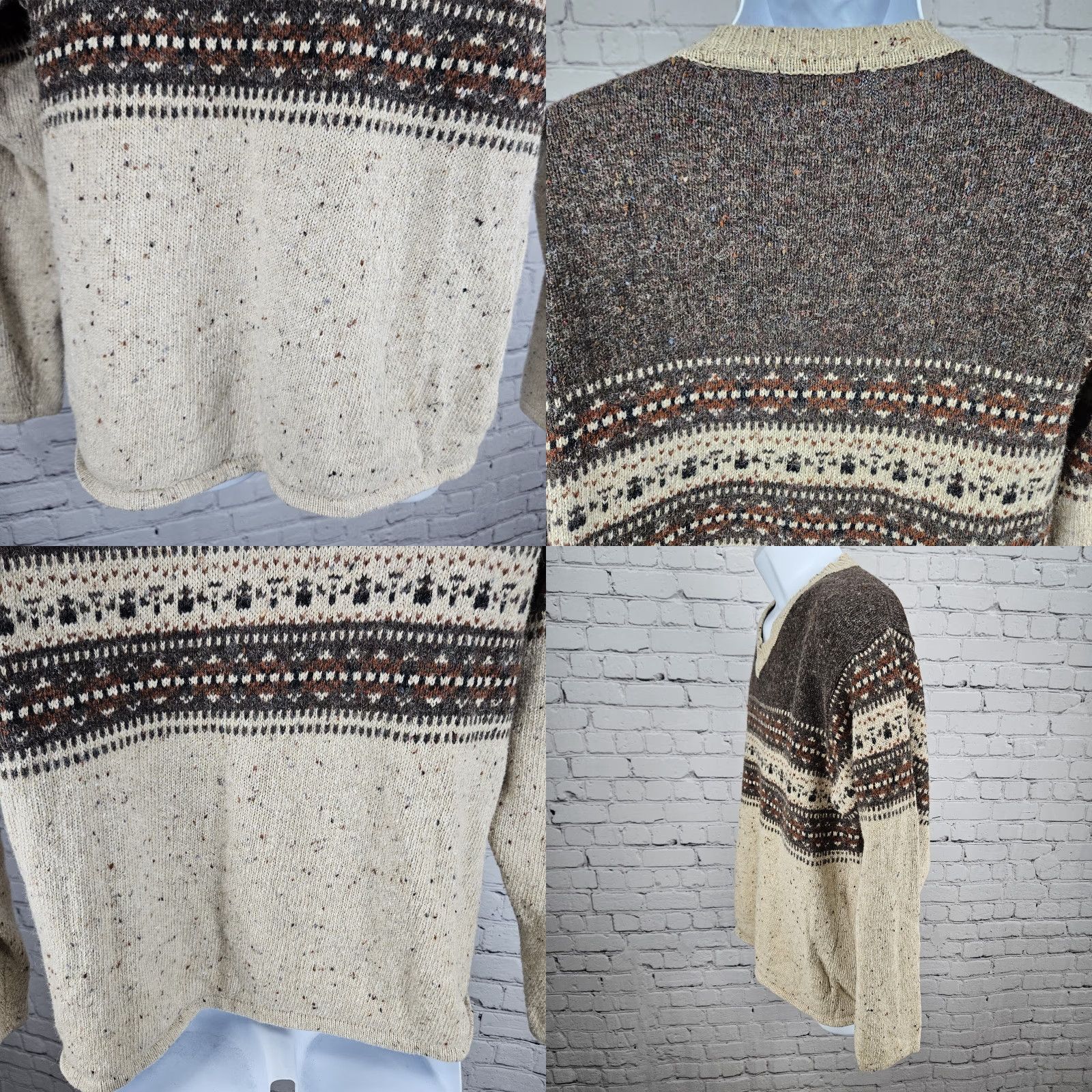 Vintage VINTAGE Arizona Jean Co Brown Wool Blend Knit Fair Isle Pullover V Neck Sweater M Mens Pullover Knit Wool Fair Isle Brown M Size US M / EU 48-50 / 2 - 8 Thumbnail