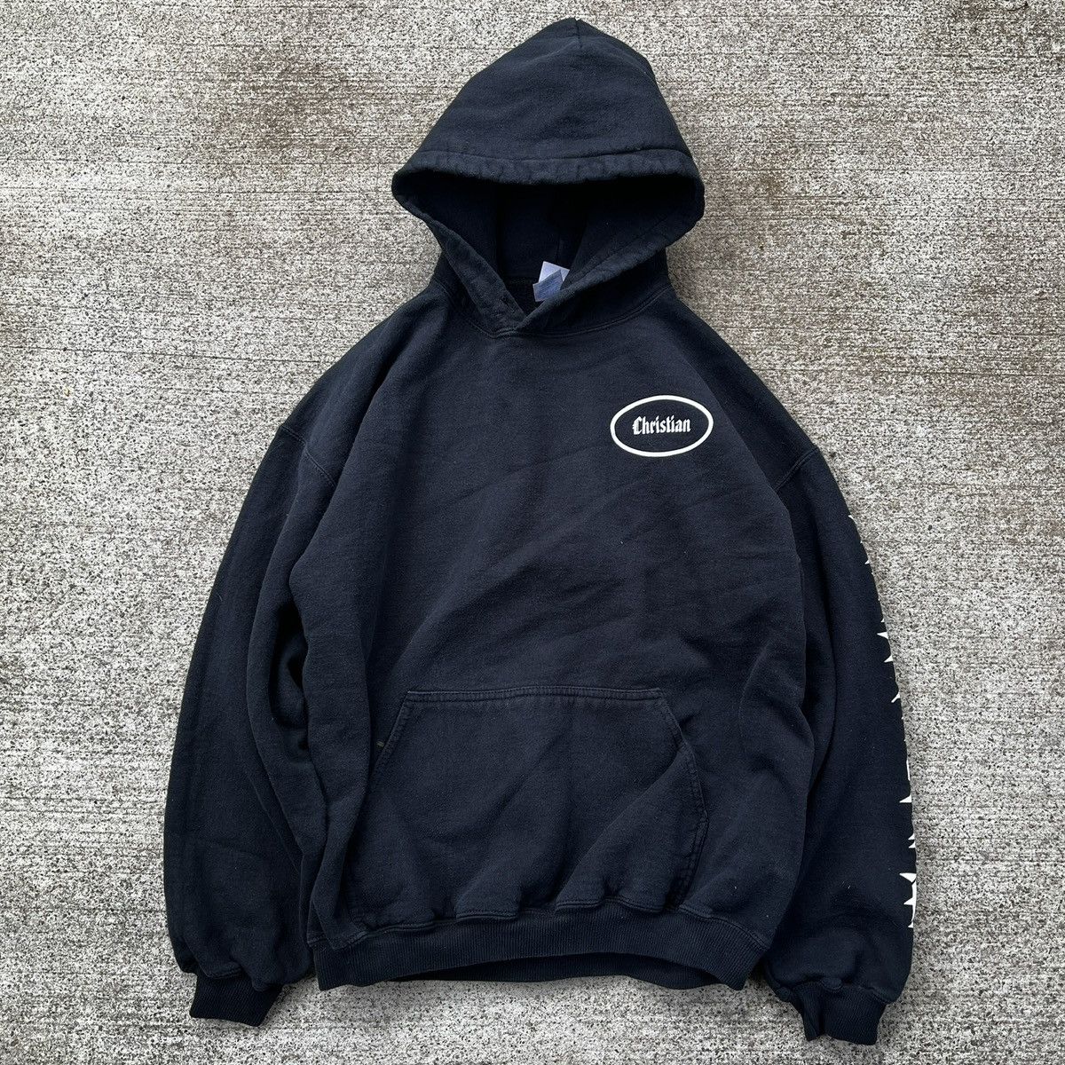 Vintage Vintage Christian Deutsch Black Hoodie Size L 90's Y2K Size US L / EU 52-54 / 3 - 1 Thumbnail