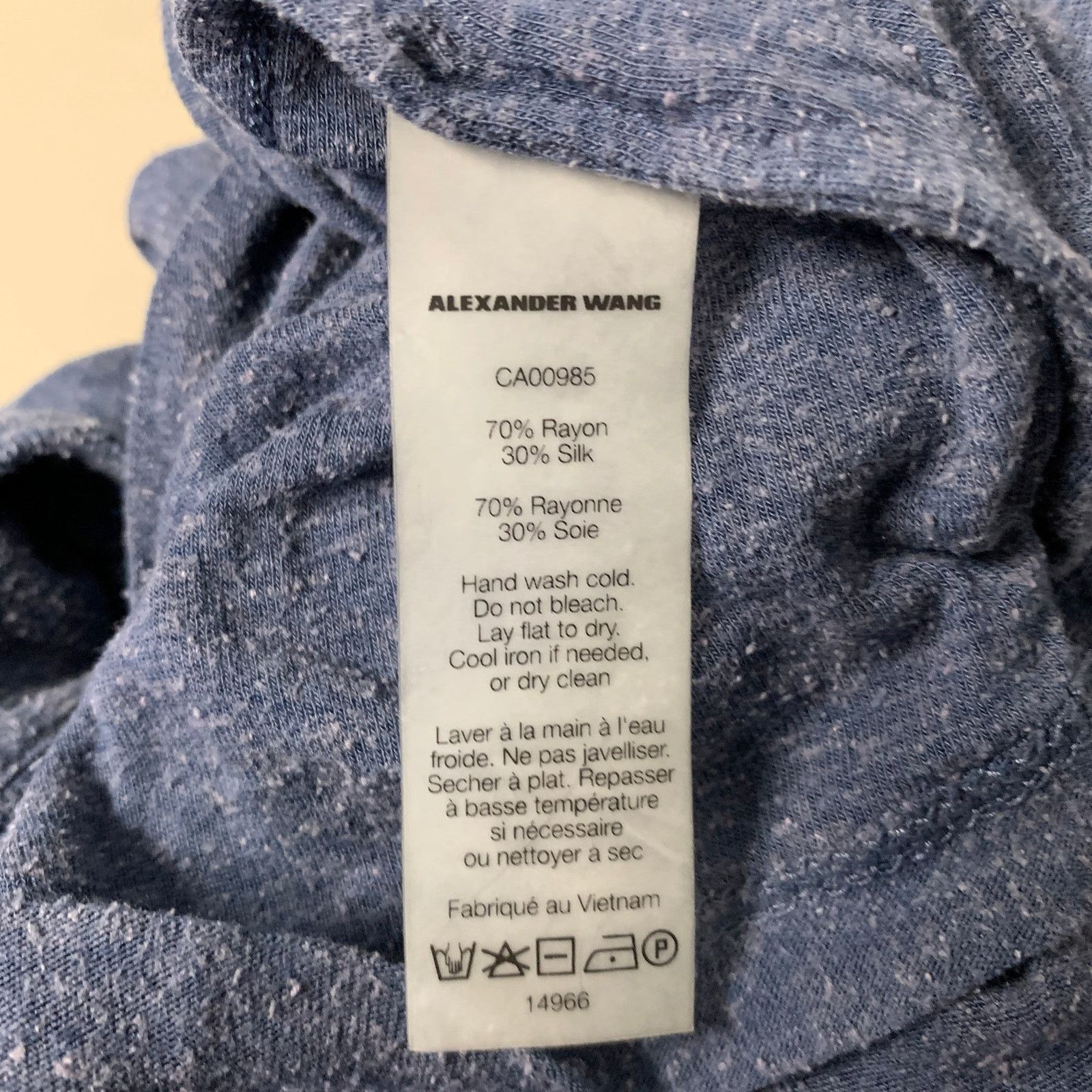 Alexander Wang ALEXANDER WANG XS Navy Textured Silk Rayon Muscle T-shirt Size US XS / EU 42 / 0 - 5 Thumbnail