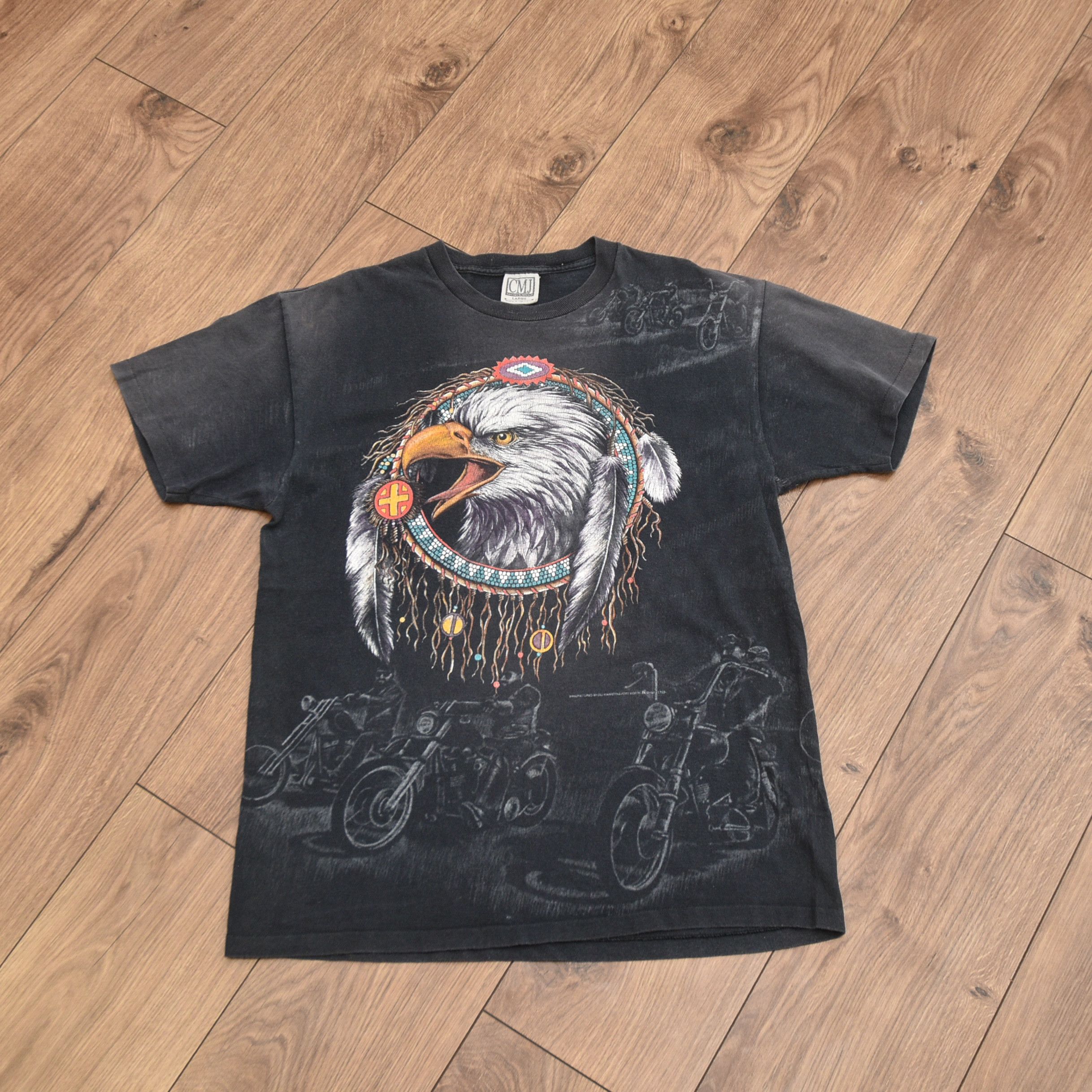 Vintage Vintage 1993 CMJ Bikers Eagle USA Thunder Faded Tee Y2K Size US L / EU 52-54 / 3 - 5 Thumbnail