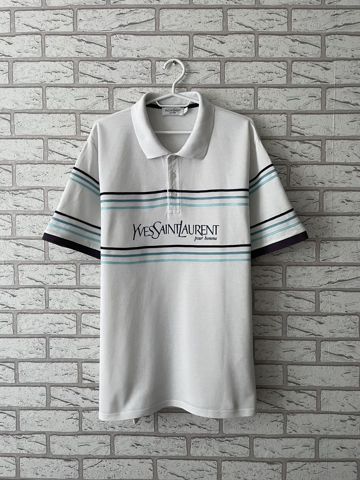 Yves Saint Laurent Yves Saint Laurent YSL Big Logo Polo T Shirt Vintage Tee Size US XL / EU 56 / 4 - 1 Thumbnail