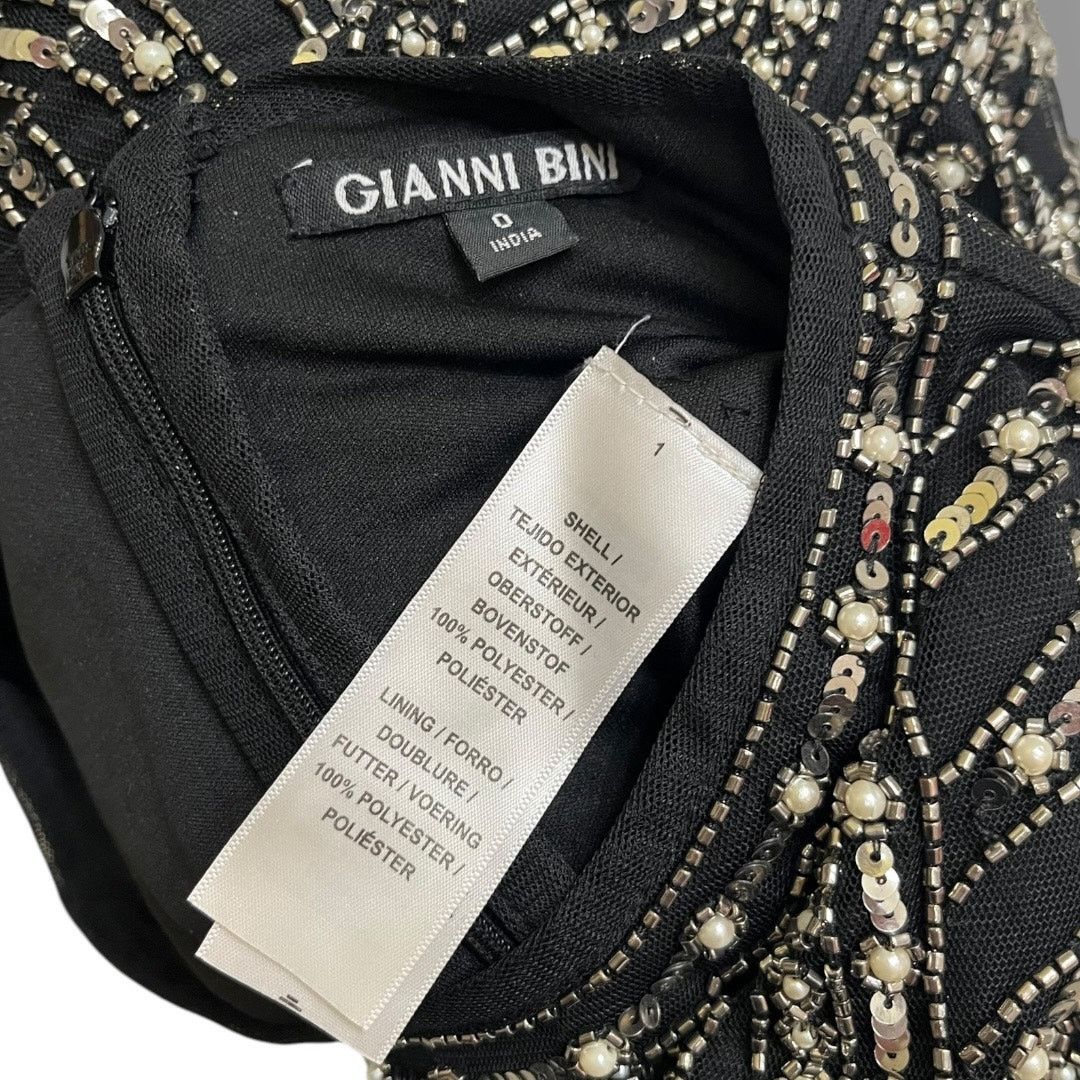 Gianni Valentino Gianni Bini Black Dani Pearl Silver Sequin Dress Size XS / US 0-2 / IT 36-38 - 14 Thumbnail