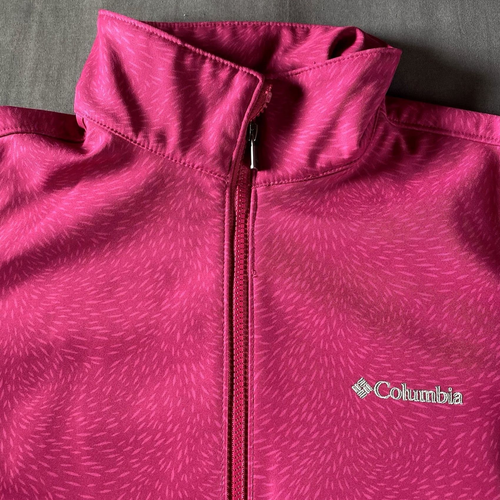 Pinko Columbia Jacket Womens Large Pink Fleece Full Zip Stand Collar Pockets Magenta Color Zip Up Mens? Ladies? Size L / US 10 / IT 46 - 2 Thumbnail