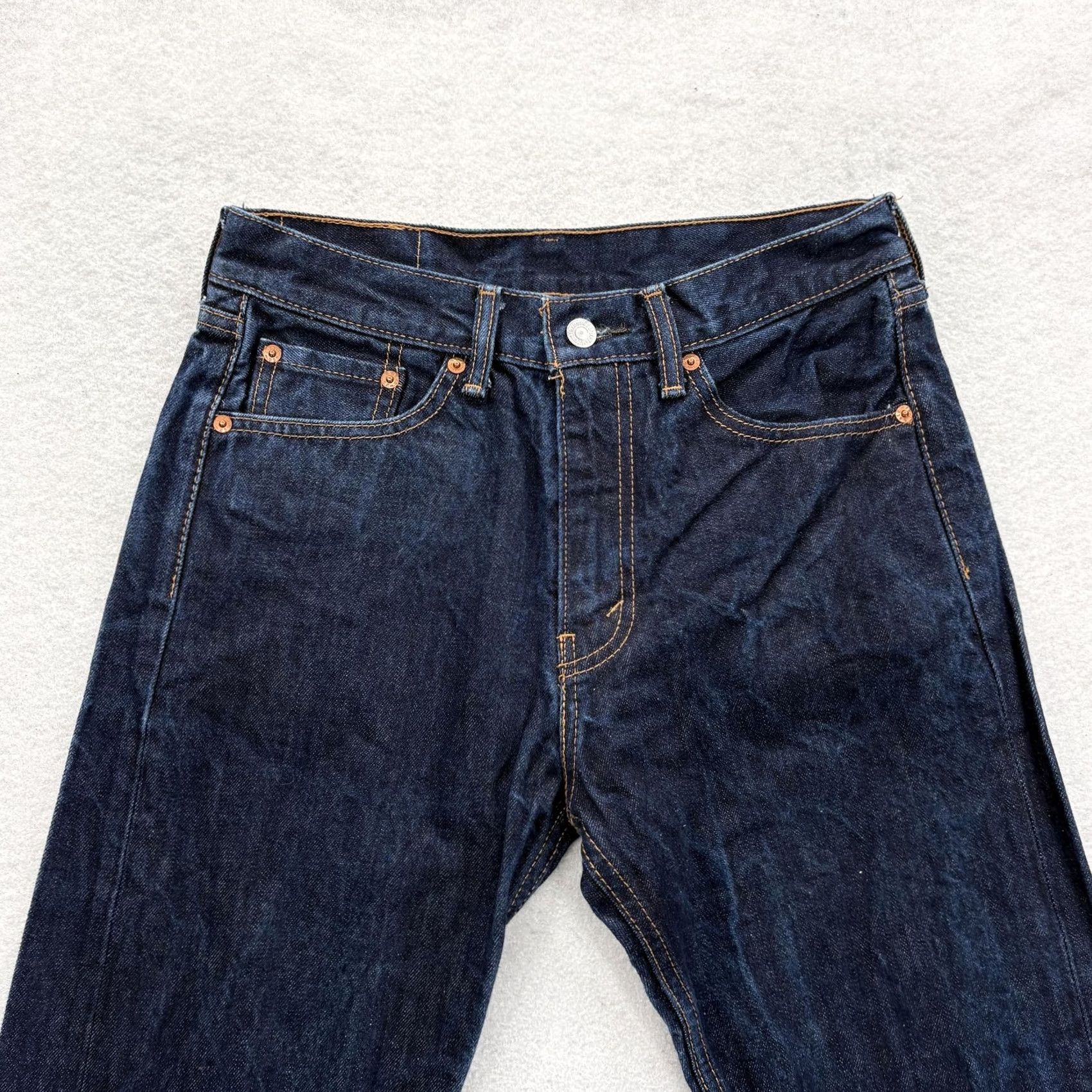 Levi's Levis 505 Jeans Mens 30x32 Blue Dark Wash Regular Straight Cotton Denim Pants Size US 30 / EU 46 - 2 Thumbnail