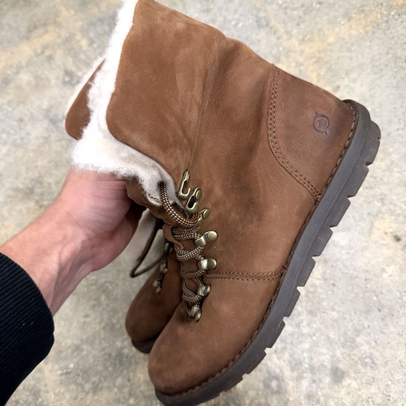 Born Born Blaine Shearling Ankle Boots Brown Leather Womens Size 8 M Shoes Size US 6 / IT 36 - 6 Thumbnail