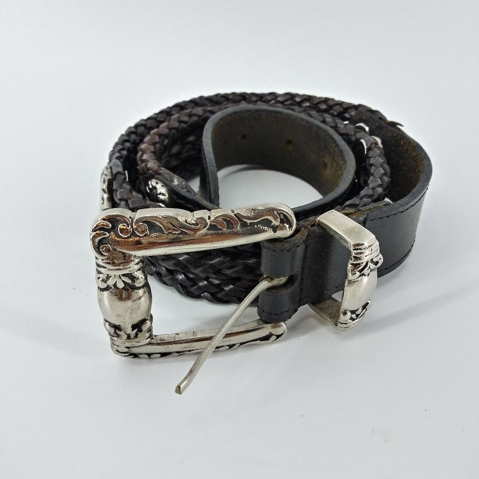 Vintage Women's Braided Triple Rope & Hardware Leather Belt S Size ONE SIZE - 2 Thumbnail