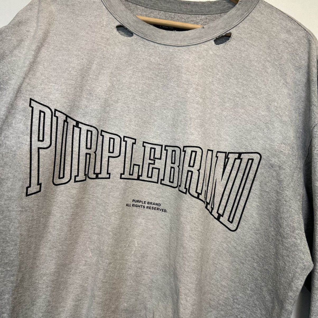 Purple Brand Purple Brand Distressed Logo Long sleeve Grey Size US XL / EU 56 / 4 - 3 Thumbnail