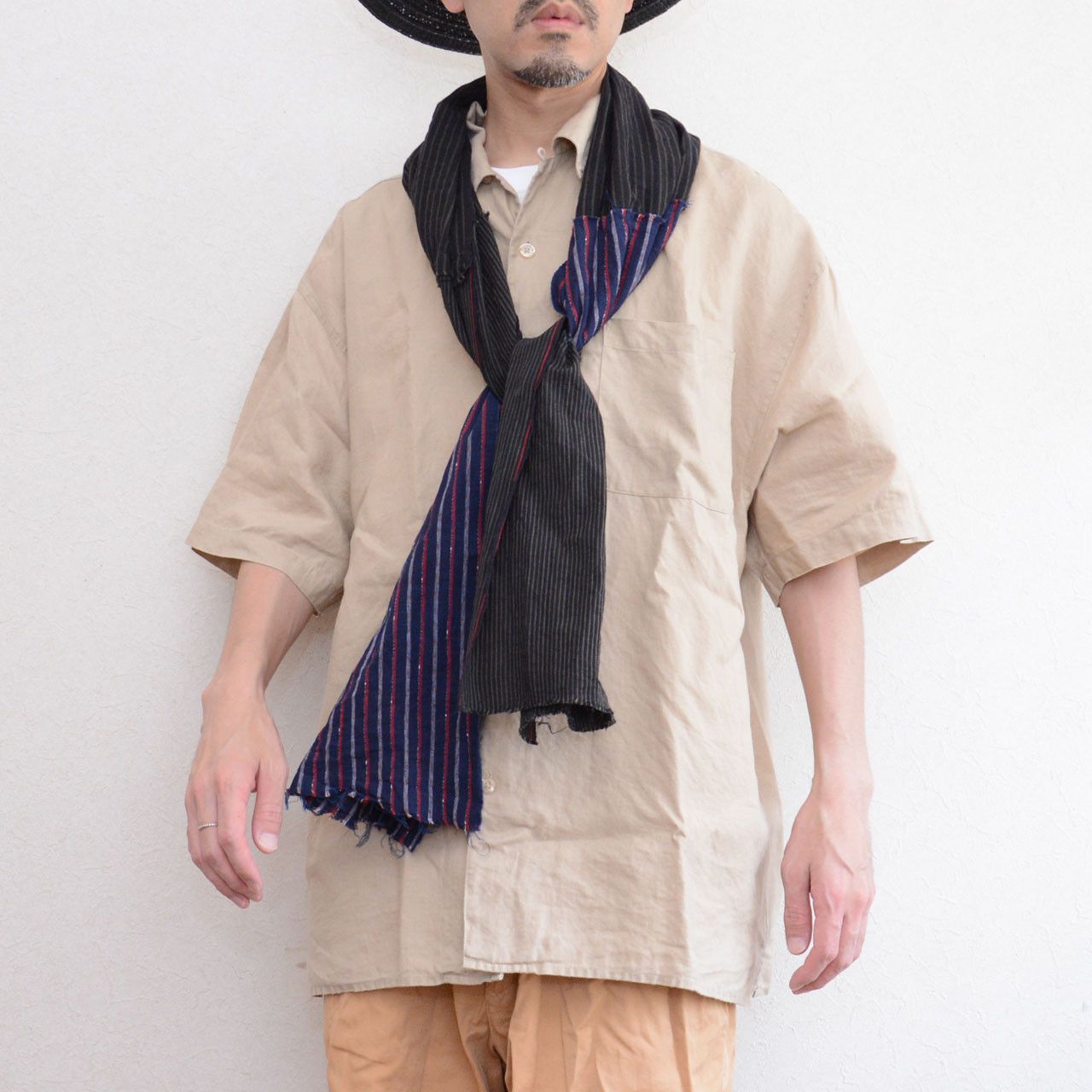 Other Vintage Japanese Cotton Patchwork Stole Stripe Hand Stitched Size ONE SIZE - 12 Thumbnail