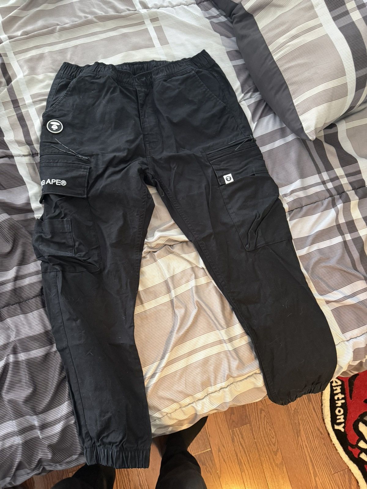 Aape AAPE By Bathing Ape Black Cargo Joggers Size US 32 / EU 48 - 1 Thumbnail