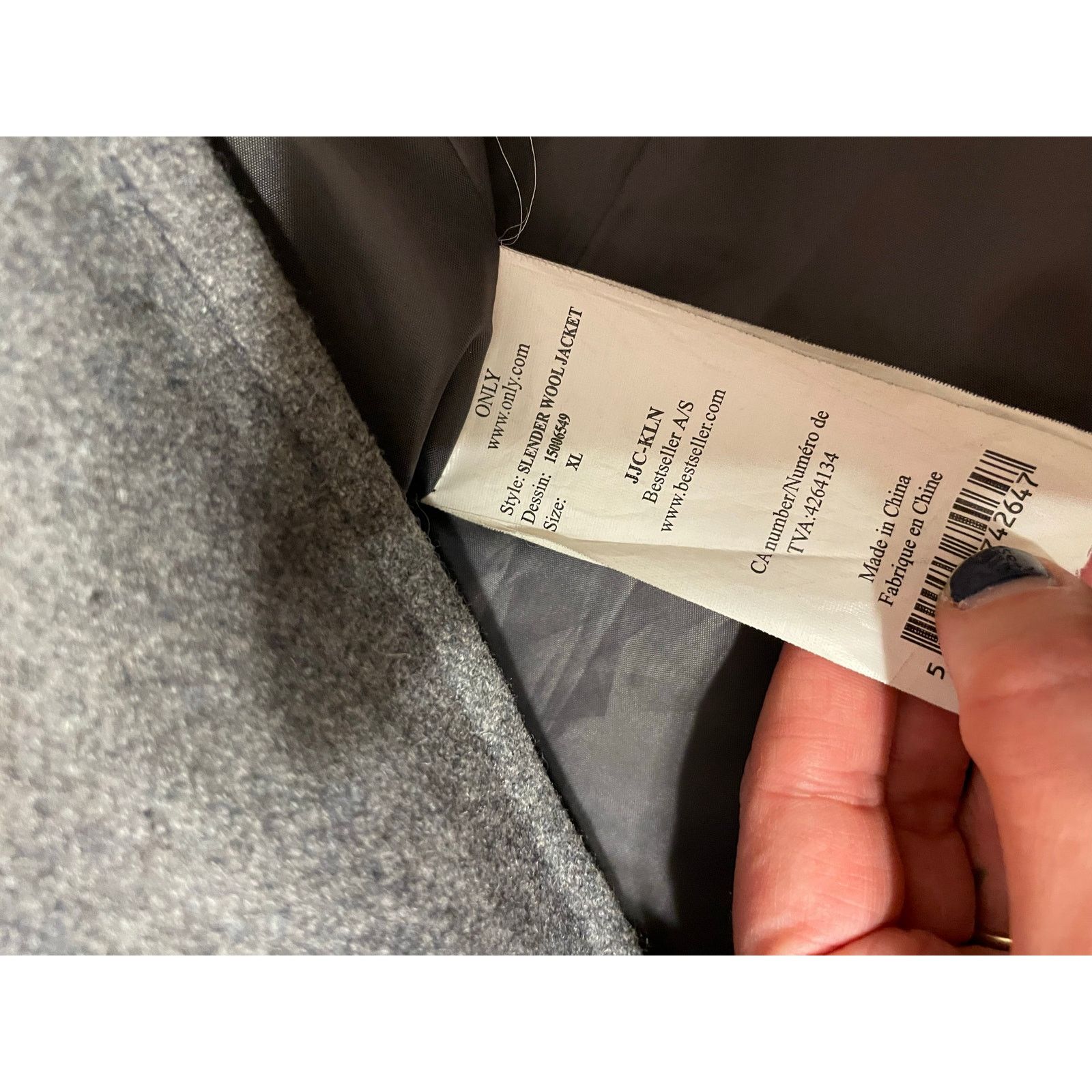 Other ONLY Slender Wool Winter Jacket Peacoat Heather Gray Y2K XL Size XL / US 12-14 / IT 48-50 - 8 Thumbnail