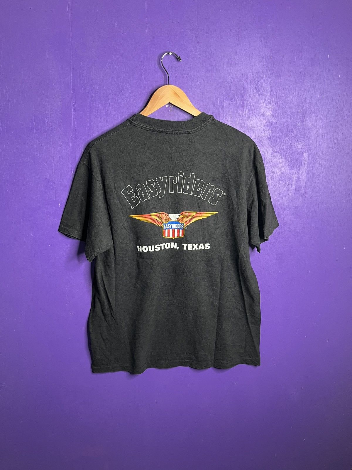Vintage Vintage 90s Easyriders circle skull logo faded t-shirt Size US L / EU 52-54 / 3 - 2 Thumbnail
