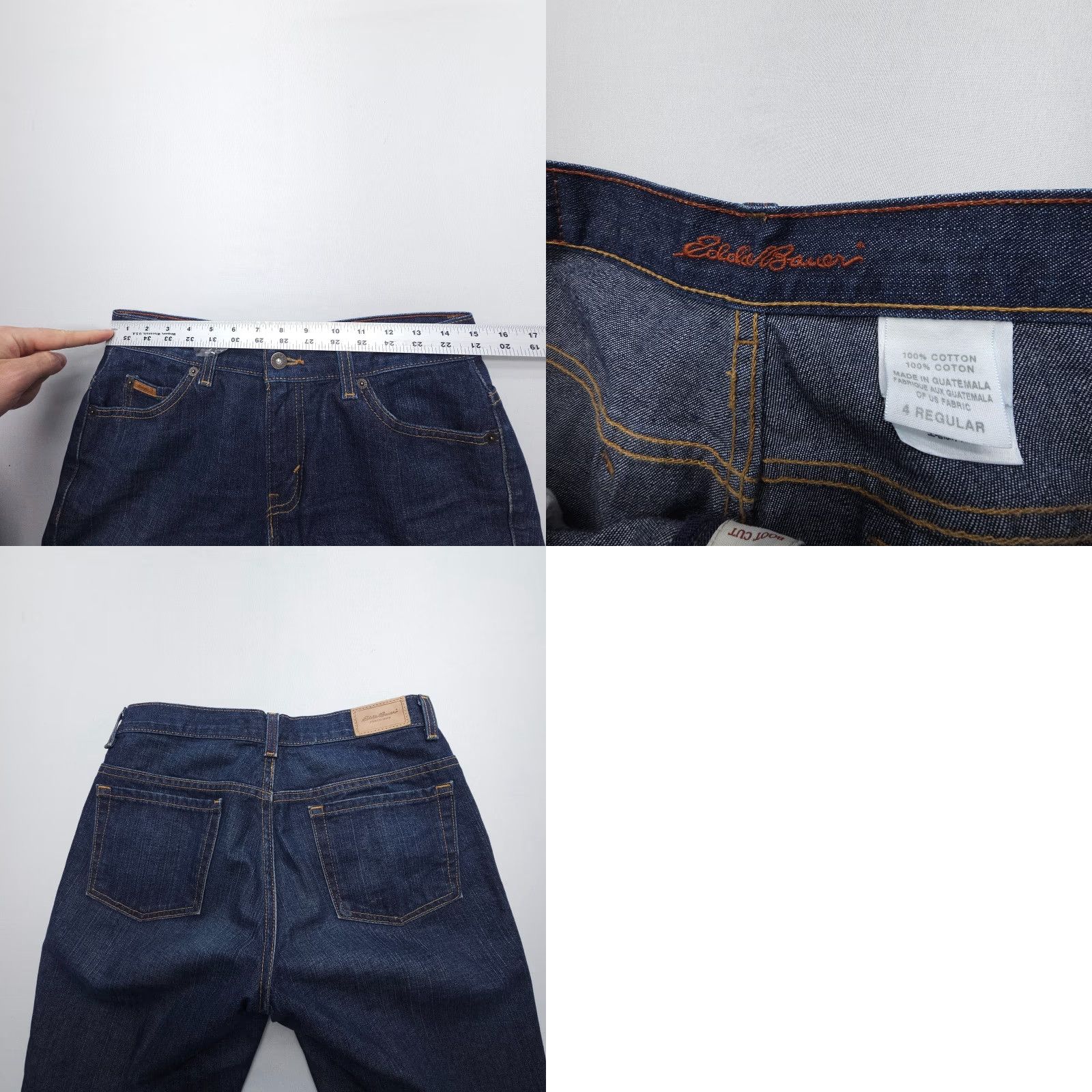 Eddie Bauer VINTAGE Eddie Bauer Jeans Bootcut Womens 4 Regular 32" Inseam Dark Wash Blue Cotton Denim Belt Loops 2000s USA Front Logo Womens Size 27" / US 4 / IT 40 - 8 Thumbnail