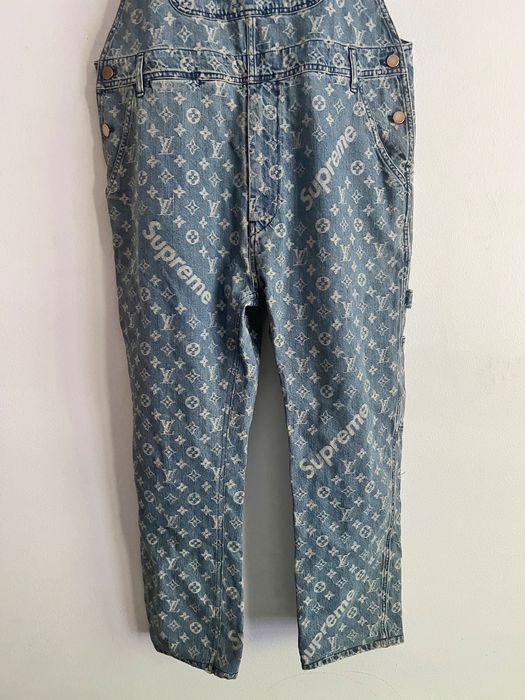 Supreme Louis Vuitton Supreme Washed Blue Denim Overalls 32