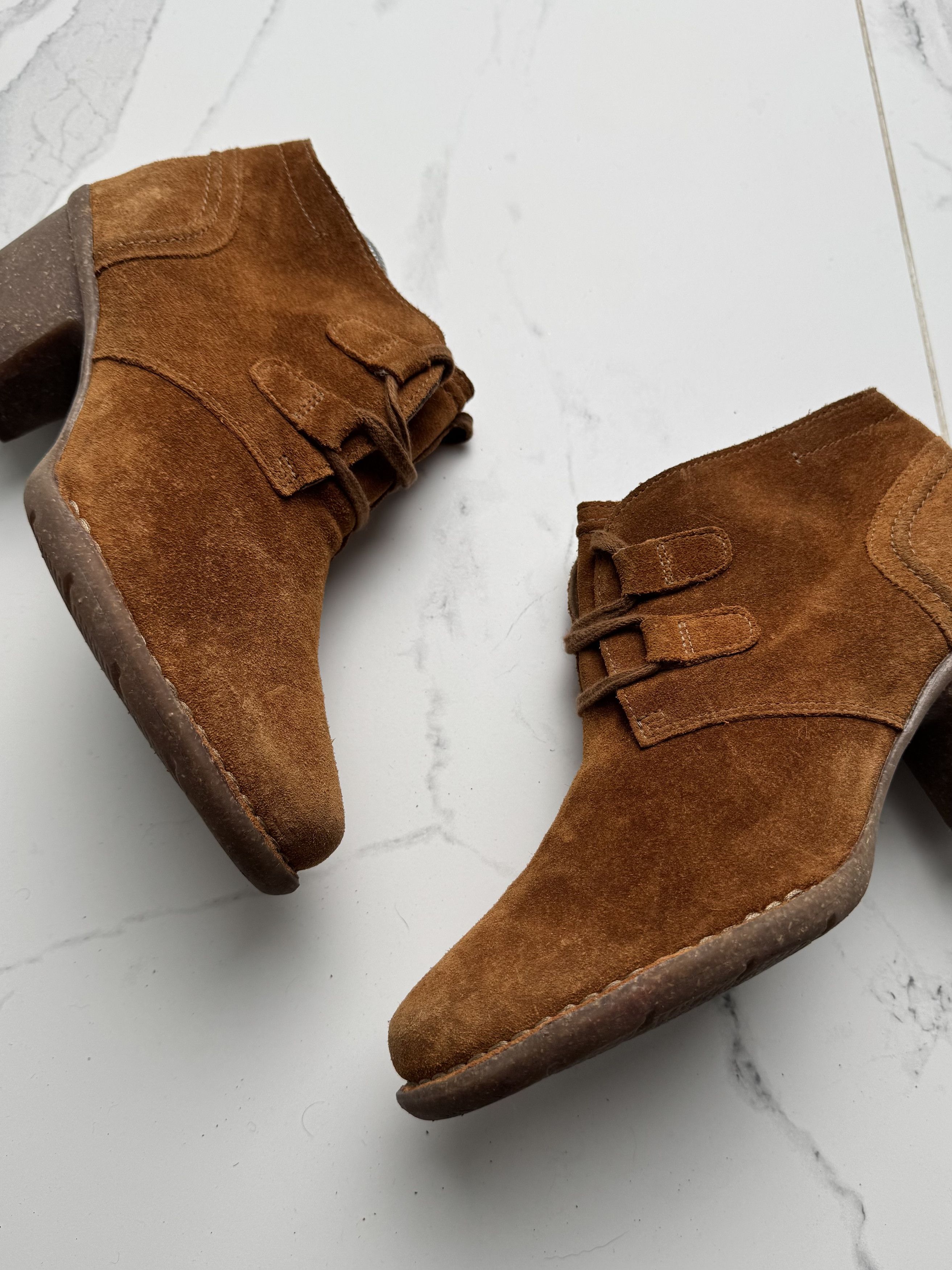 Vintage Vintage Suede Block Heel Ankle Boots Retro Lace Up Booties Size US 12 / IT 42 - 2 Thumbnail