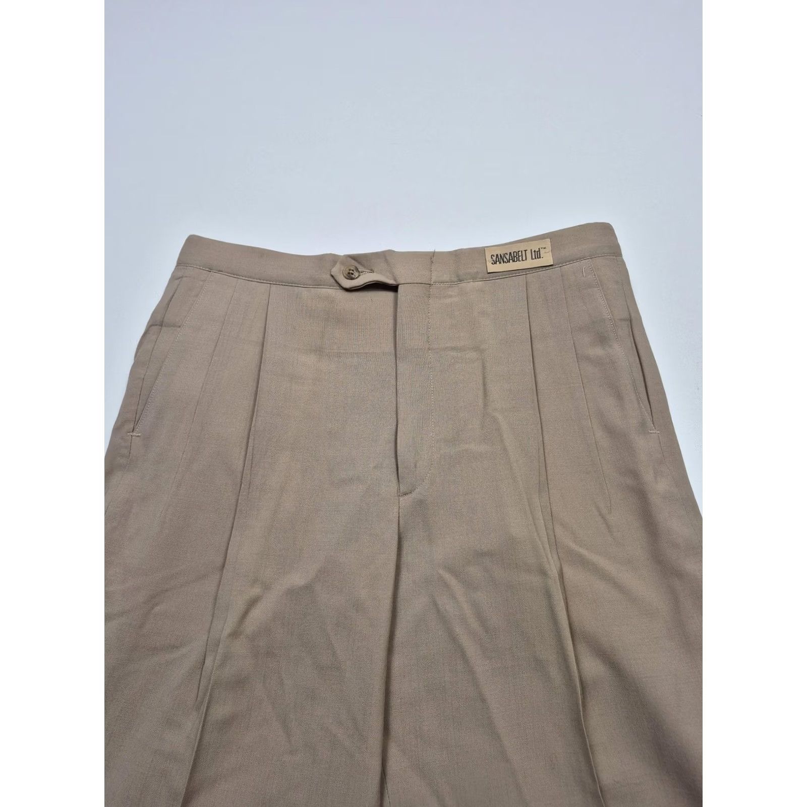 Vintage VINTAGE Sansabelt Dress Pants Mens 32x36 Beige Wool Pleated Unhemmed Pants Size US 32 / EU 48 - 2 Thumbnail