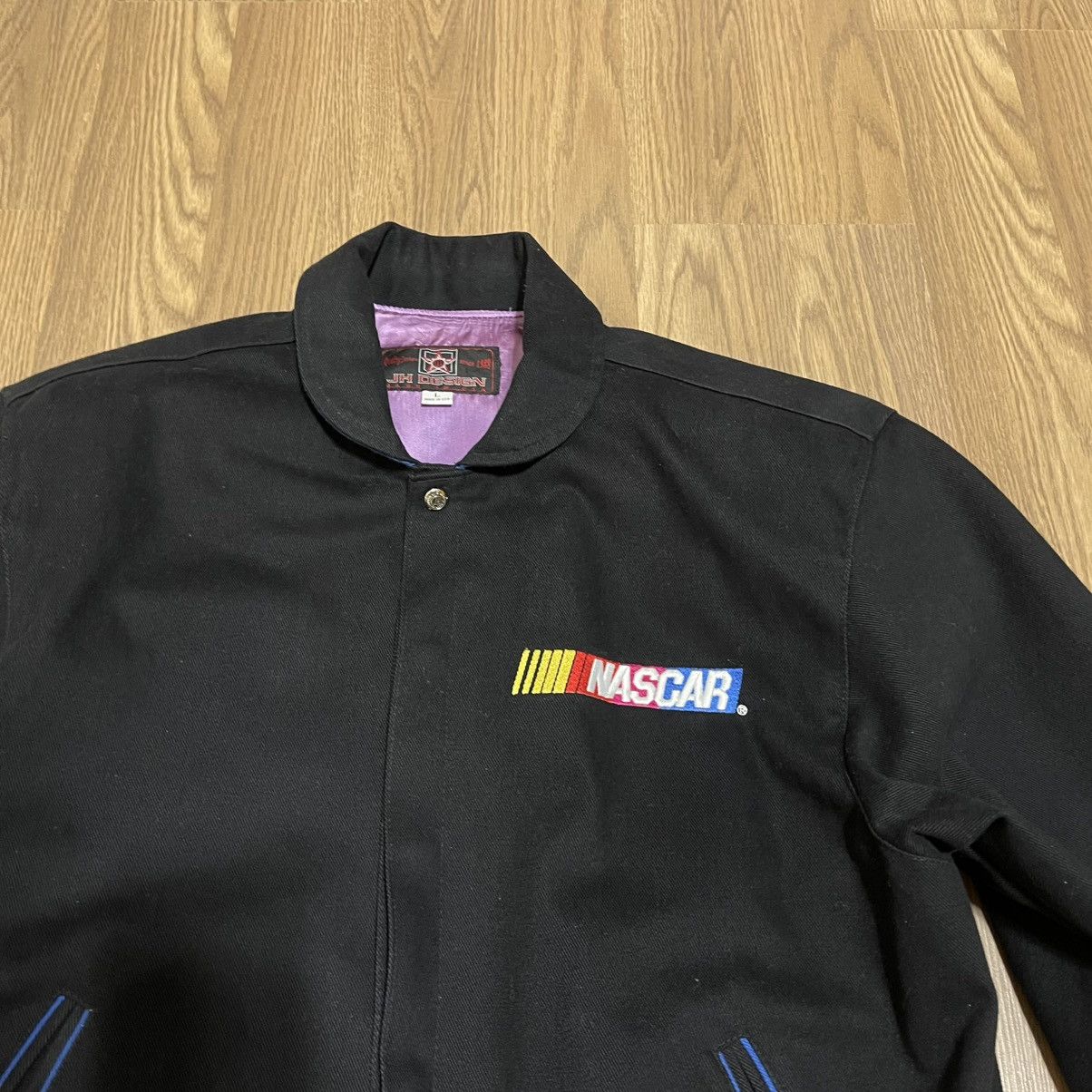 JH Design Vintage Y2K JH DESIGN NASCAR BLACK bomber RACING jacket Size US L / EU 52-54 / 3 - 7 Thumbnail