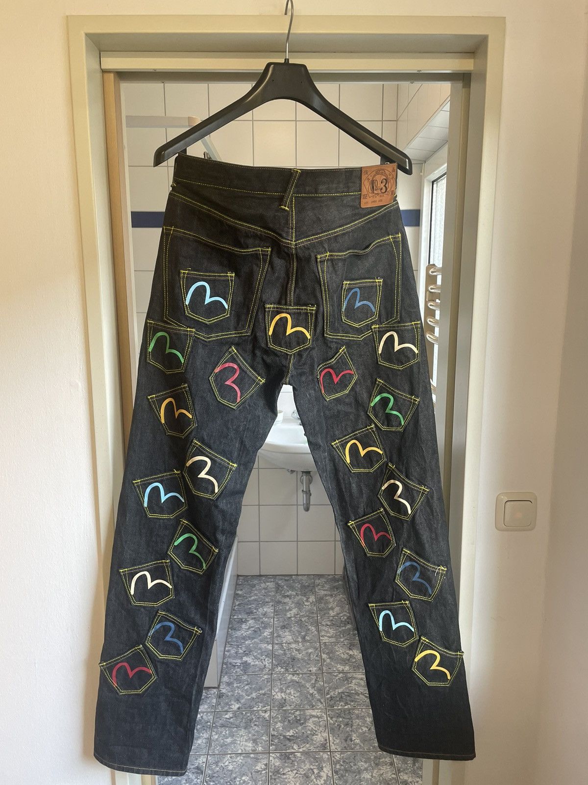 Vintage Evisu Double Glitter Symbol Japanese Denim Jeans Size W32 main image 0