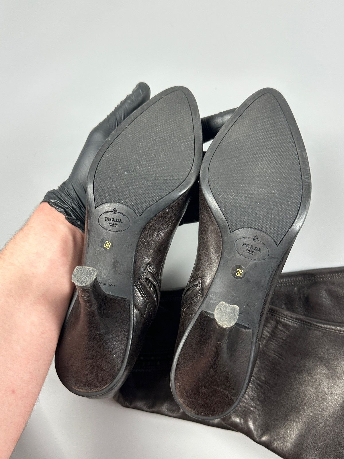 Prada Vintage Prada Soft Brown Leather Nappa Stretch Heels Boots Size US 6 / IT 36 - 21 Thumbnail