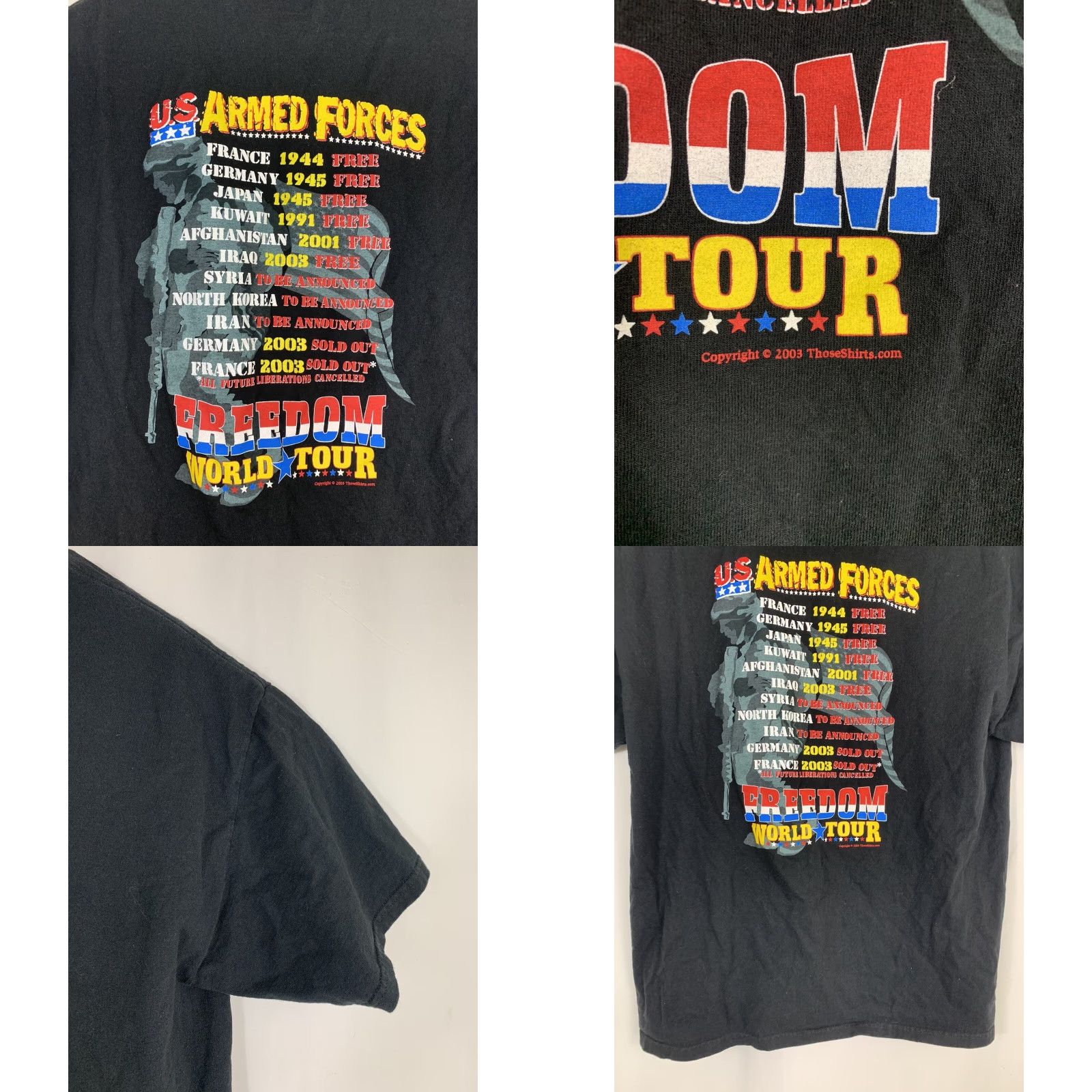 Hanes Hanes Mens XL US Armed Forces World Tour Military Freedom Black T-Shirt Size US XL / EU 56 / 4 - 8 Thumbnail