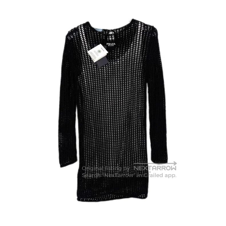 Prada Prada Black classic logo two-piece hollow knitted dress Size XS / US 0-2 / IT 36-38 - 1 Thumbnail