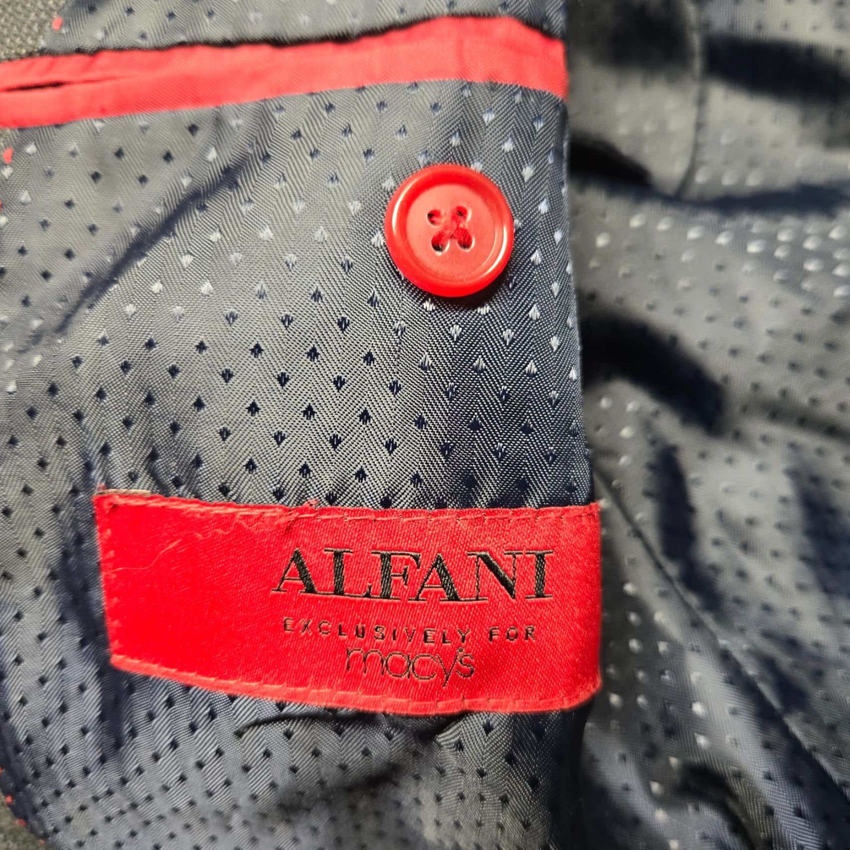Alfani Alfani Blazer Jacket Wool 42R Regular Mens Gray Solid Business Jacket Notch Lapel Two-Button Front - Vintage? (No, not vintage) Size 42R - 3 Thumbnail