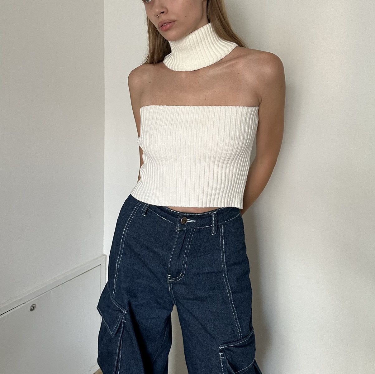 Japanese Brand High neck top beige avant garge new rock miss sixty jpg Size M / US 6-8 / IT 42-44 - 1 Thumbnail