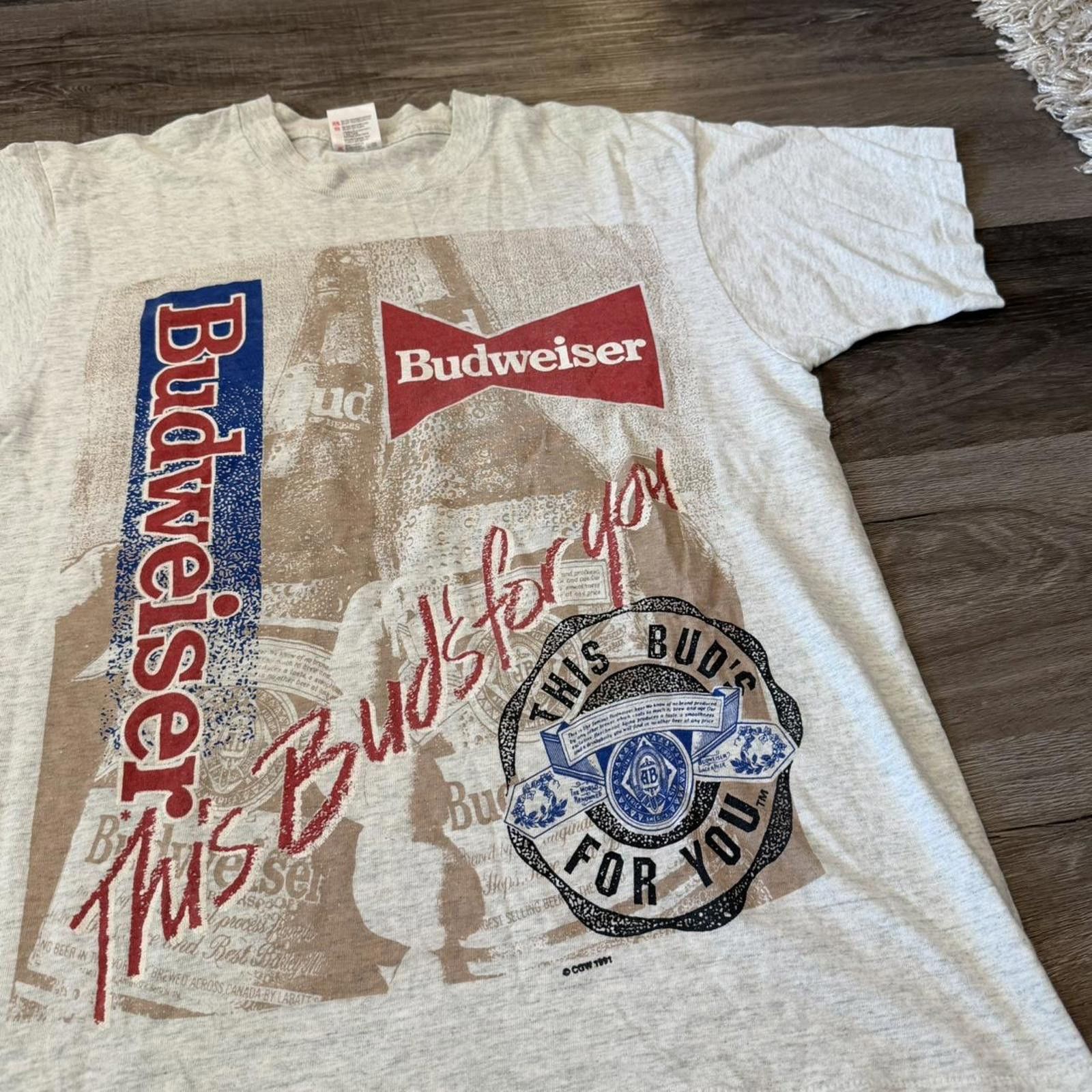 Fruit Of The Loom Vintage Budweiser this buds for you t shirt 1991 L Size US L / EU 52-54 / 3 - 1 Thumbnail